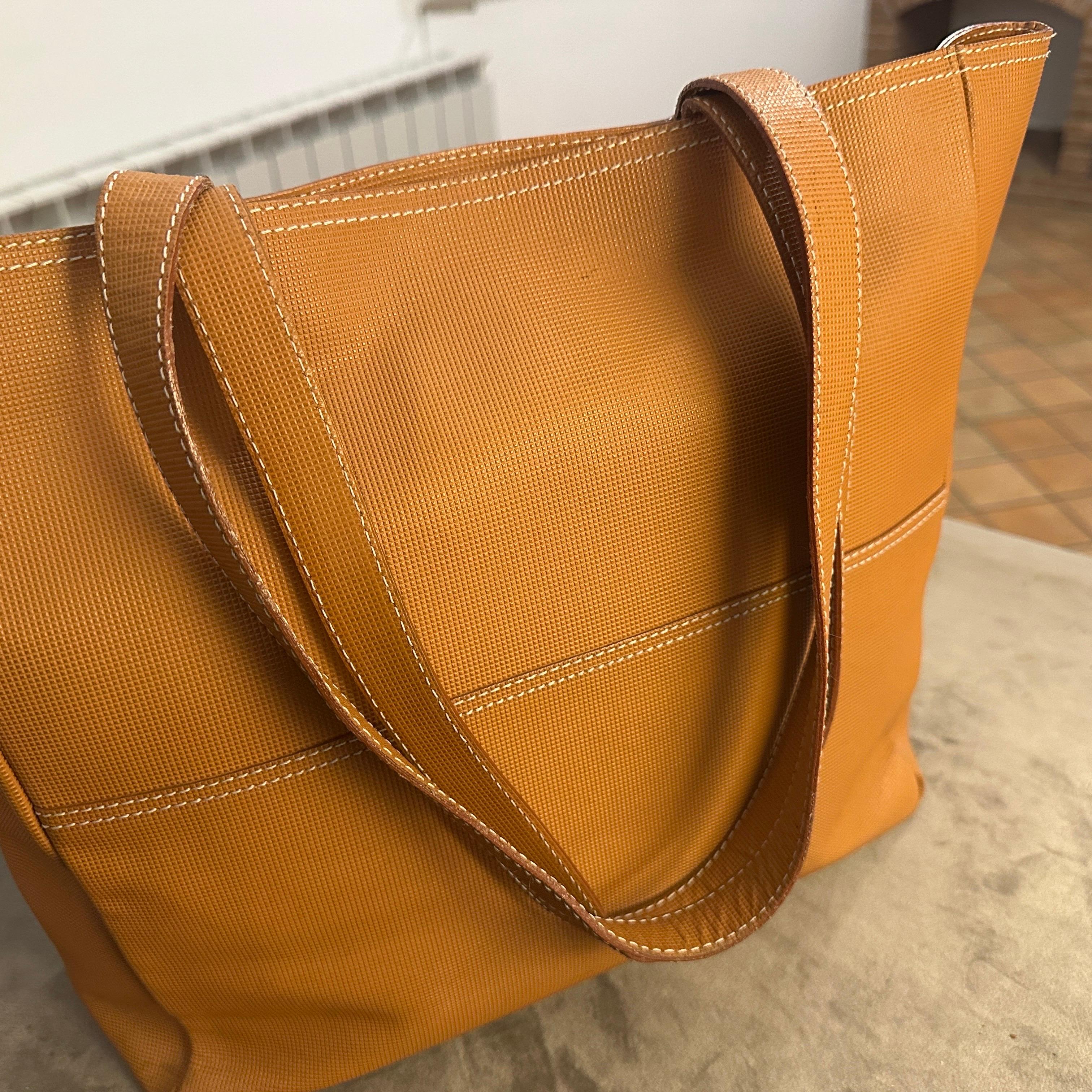 1990s Brown Leather and Fabric Tote Bag by Fendissime For Sale 8