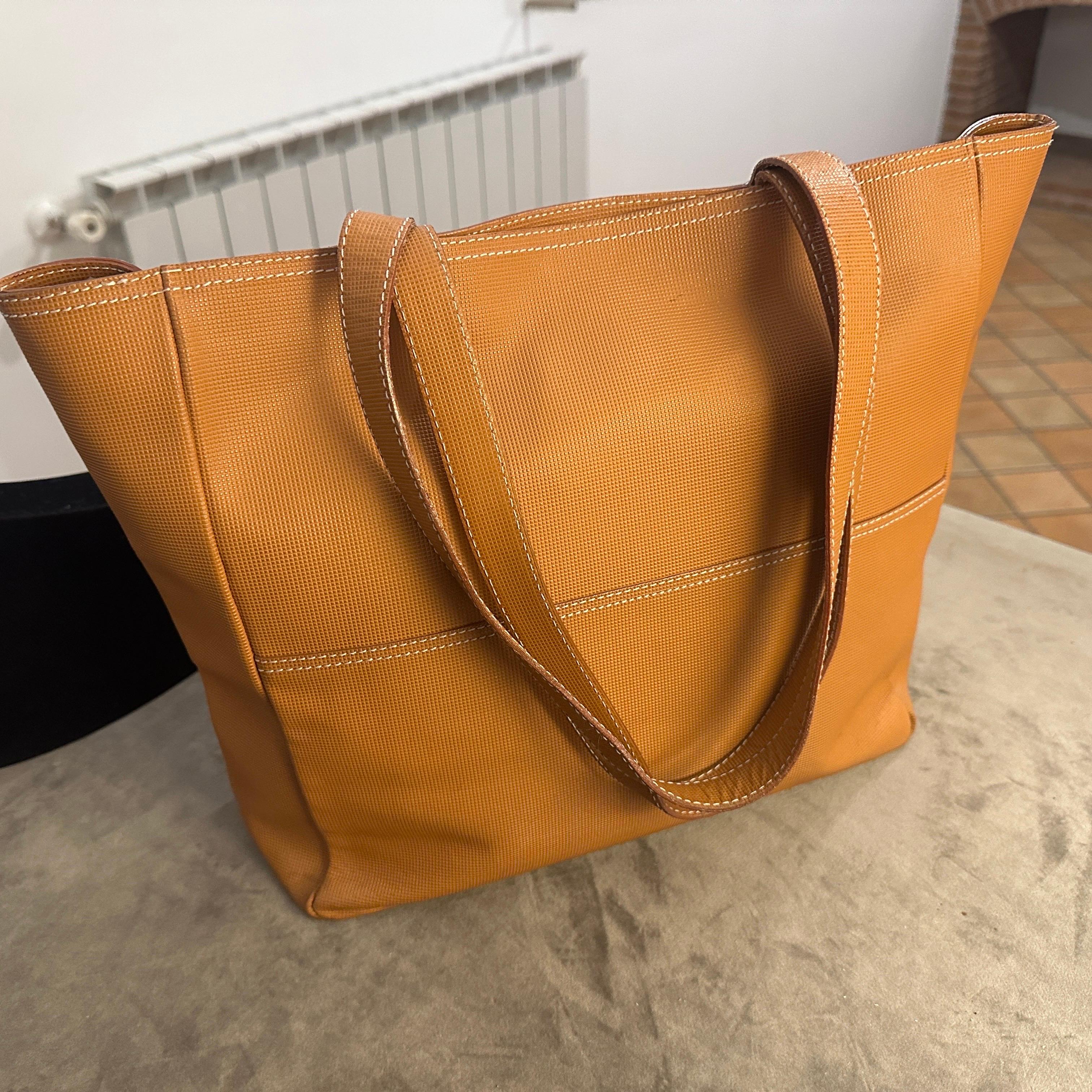 1990s Brown Leather and Fabric Tote Bag by Fendissime For Sale 2