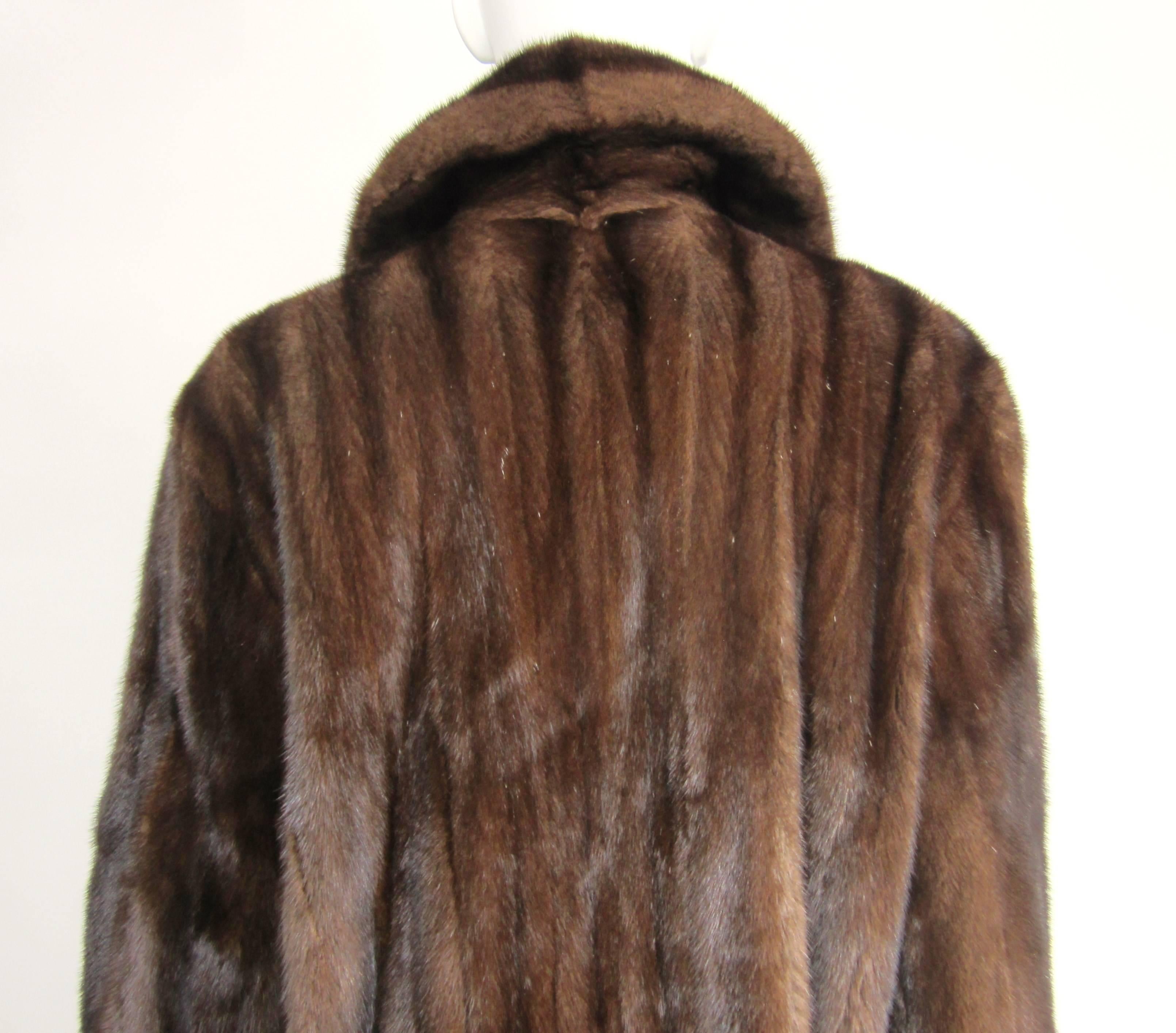 1990s Brown Mink Chestnut Long Coat Wide Cuff - Double Breasted Andre' Bisang For Sale 1