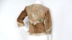 1990s Brown Suede & Leather Cutwork Jacket