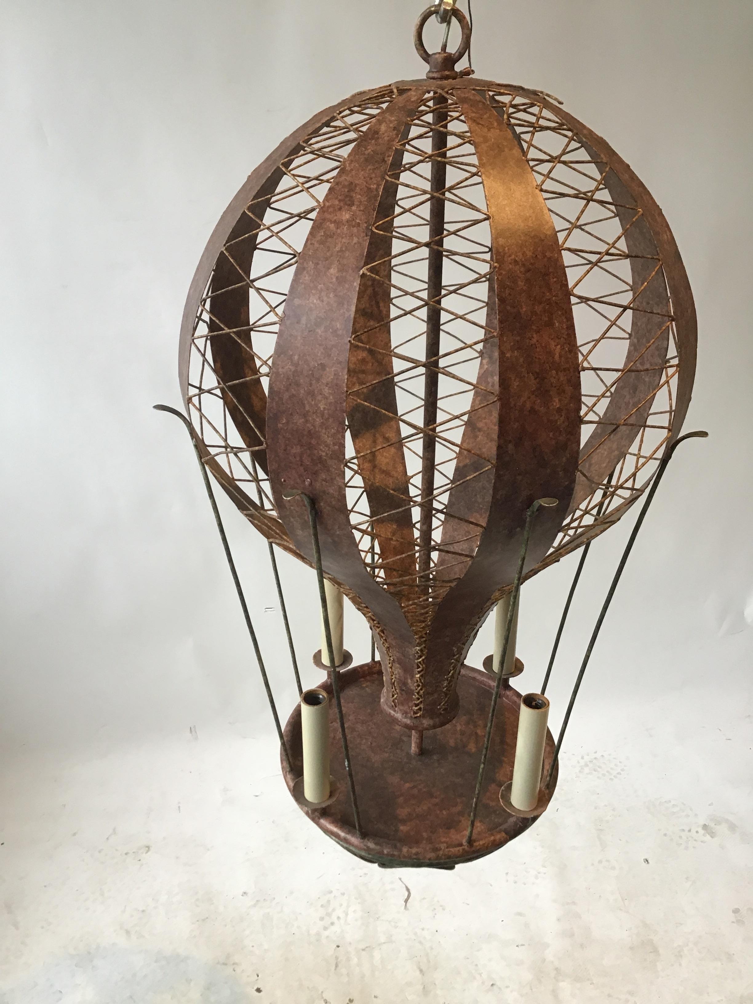 Late 20th Century 1990s Bruce Eicher Iron Hot Air Balloon Fixture For Sale