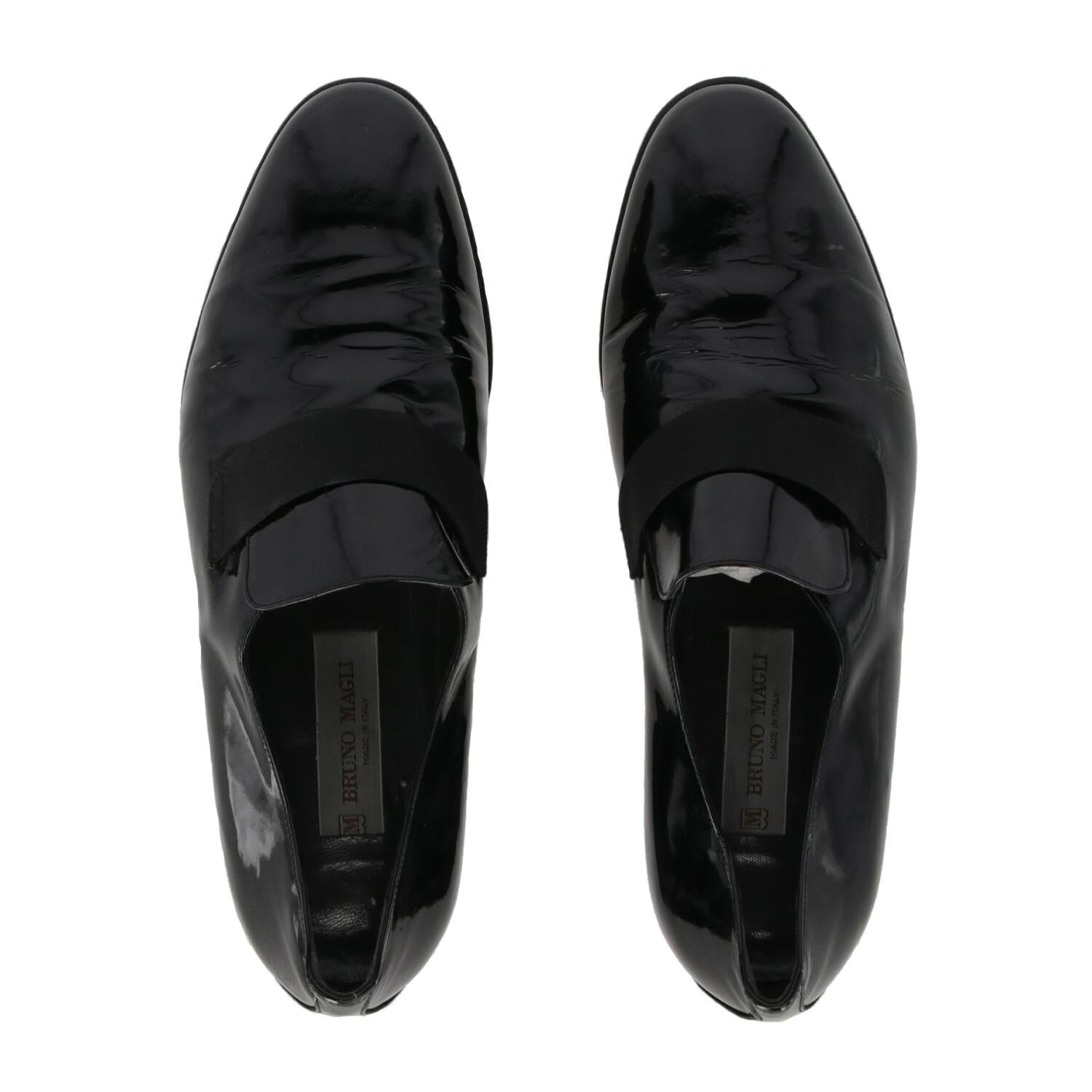 1990s Bruno Magli Black Pantent Loafers 1