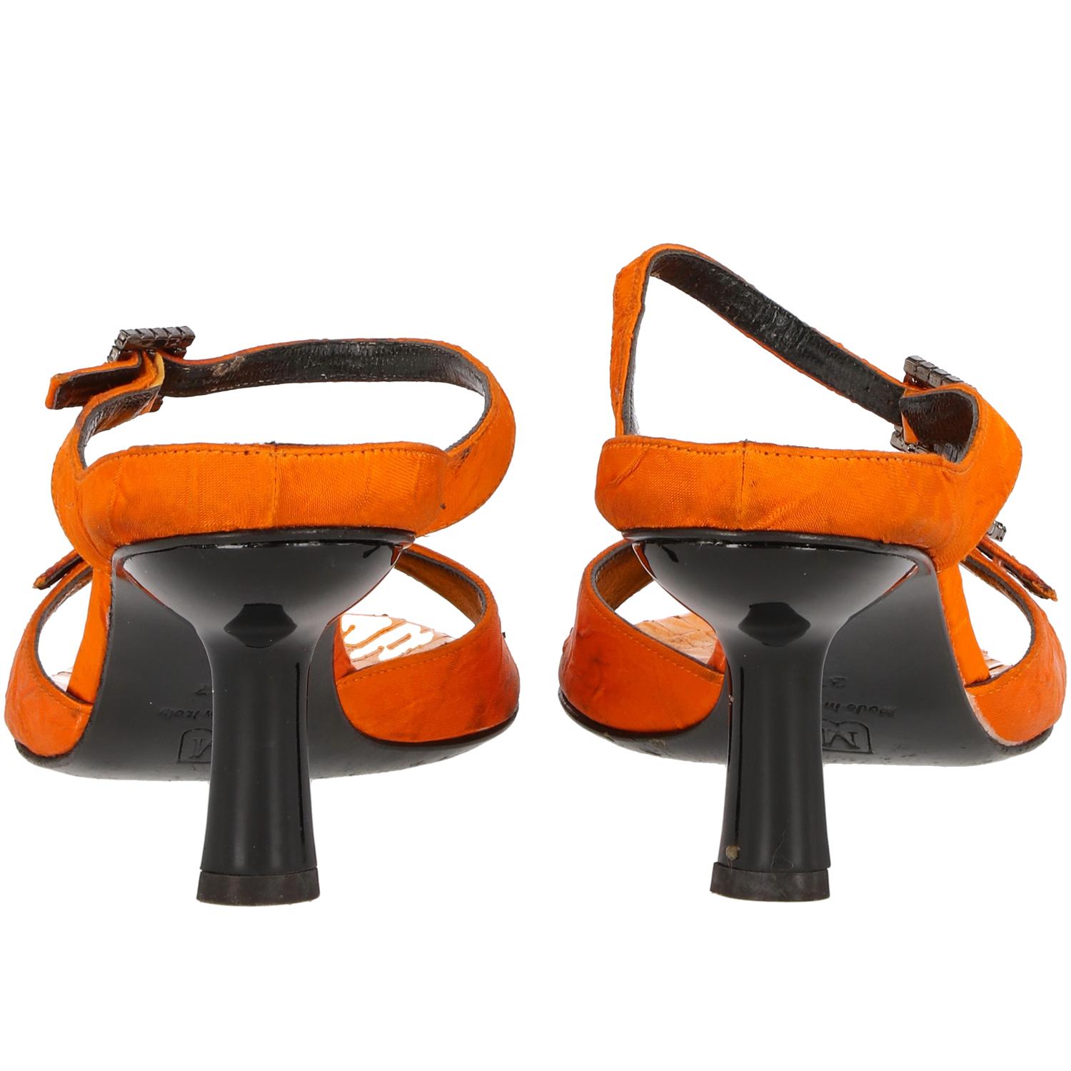 Women's 1990s Bruno Magli Python Orange Sandals