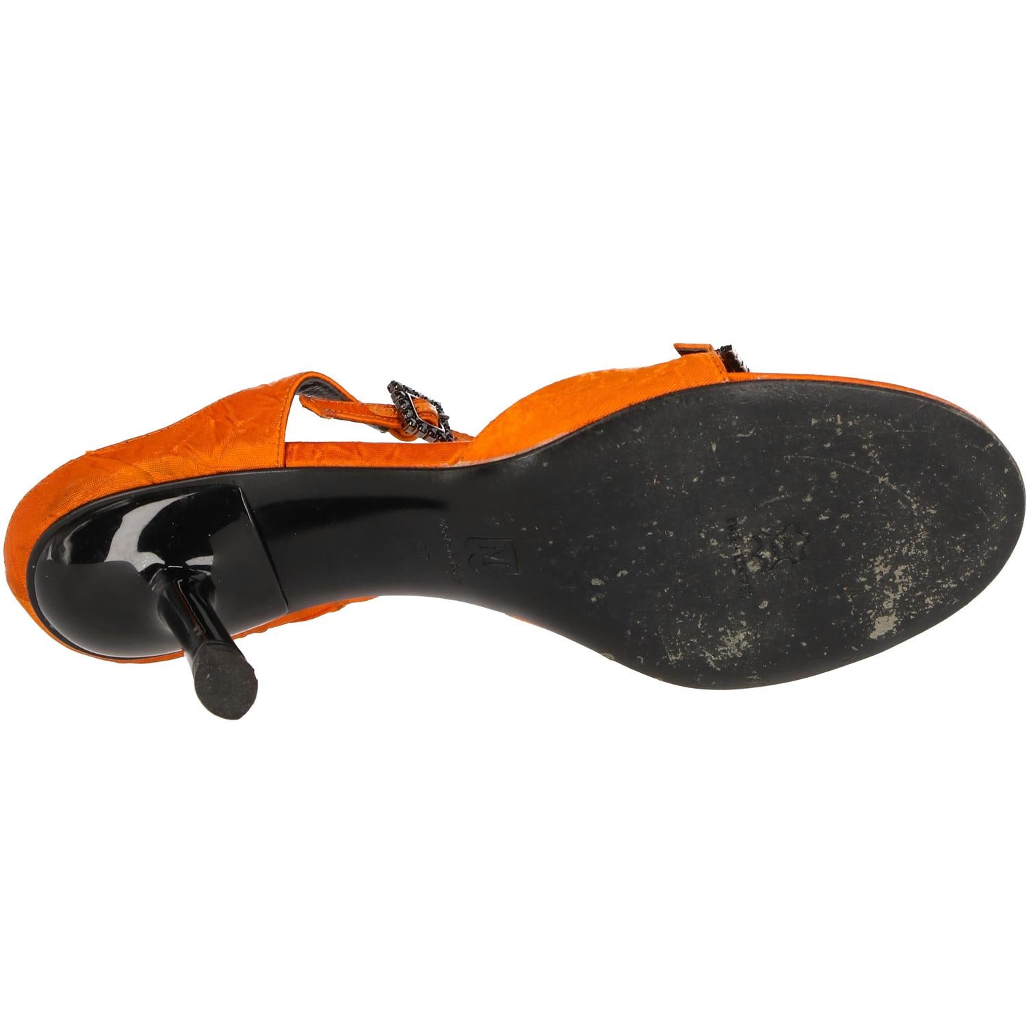 1990s Bruno Magli Python Orange Sandals 3