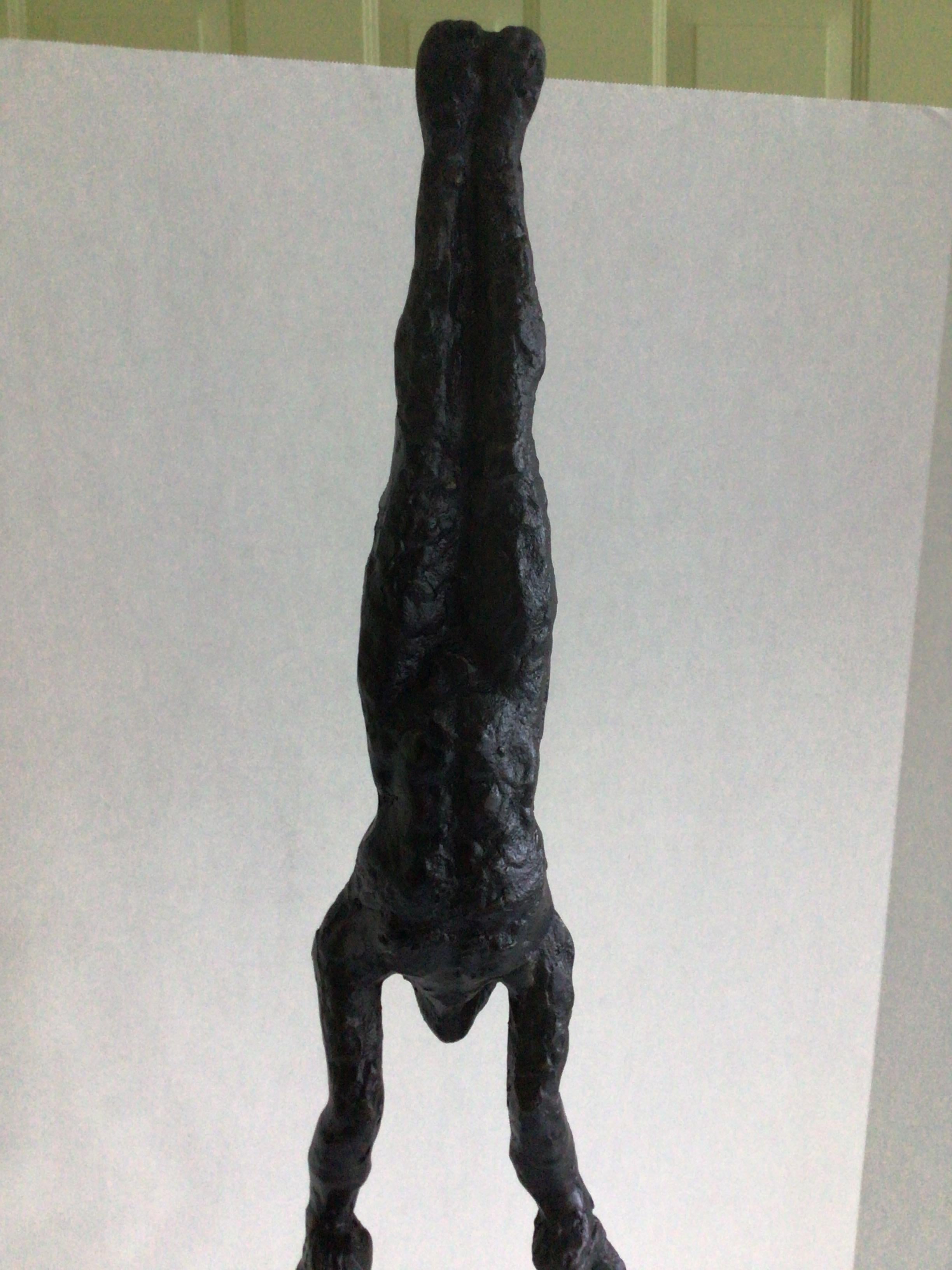 1990s Brutalist Cast Iron Sculpture on Marble Base For Sale 6