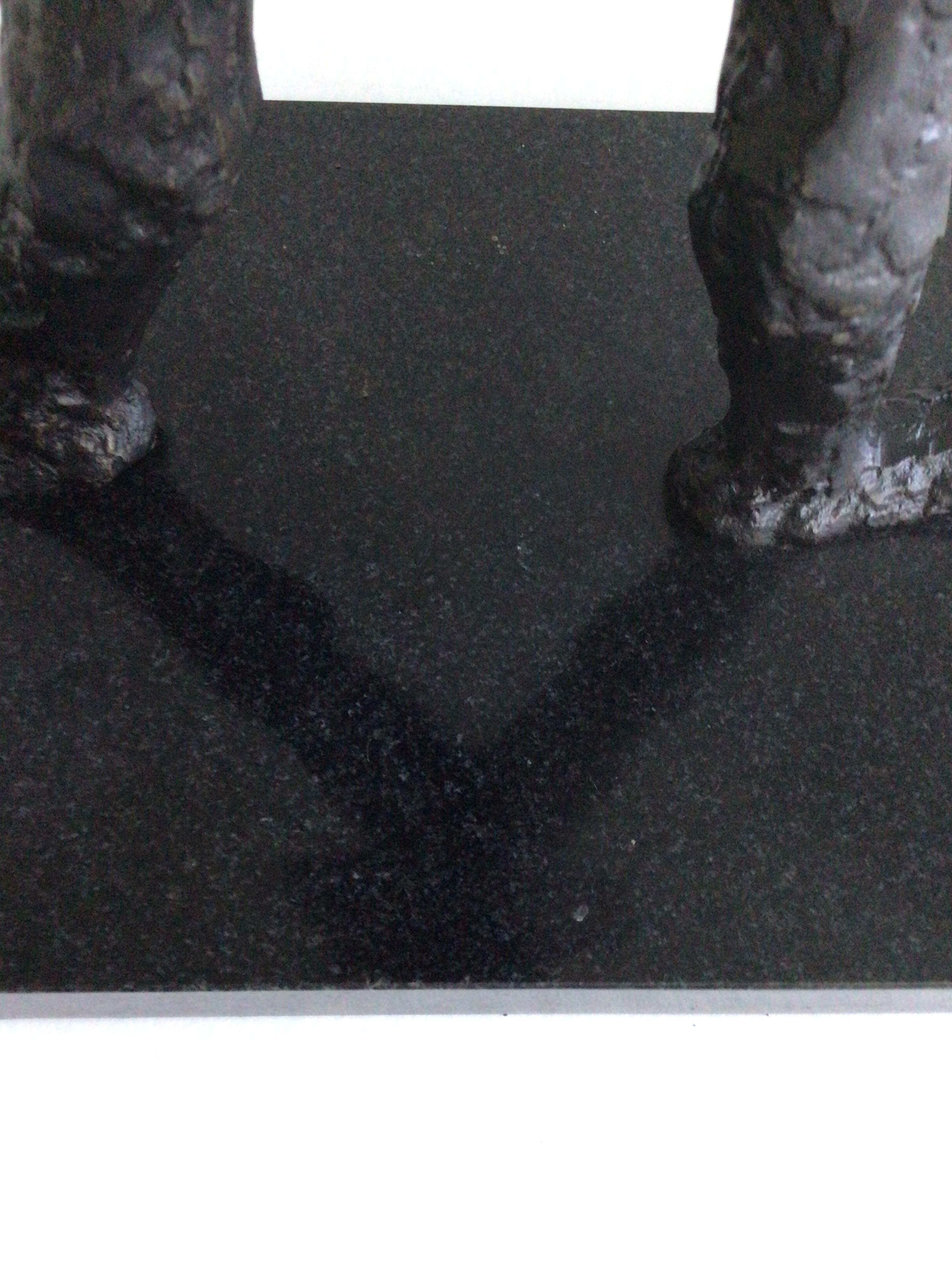 1990s Brutalist Cast Iron Sculpture on Marble Base For Sale 8