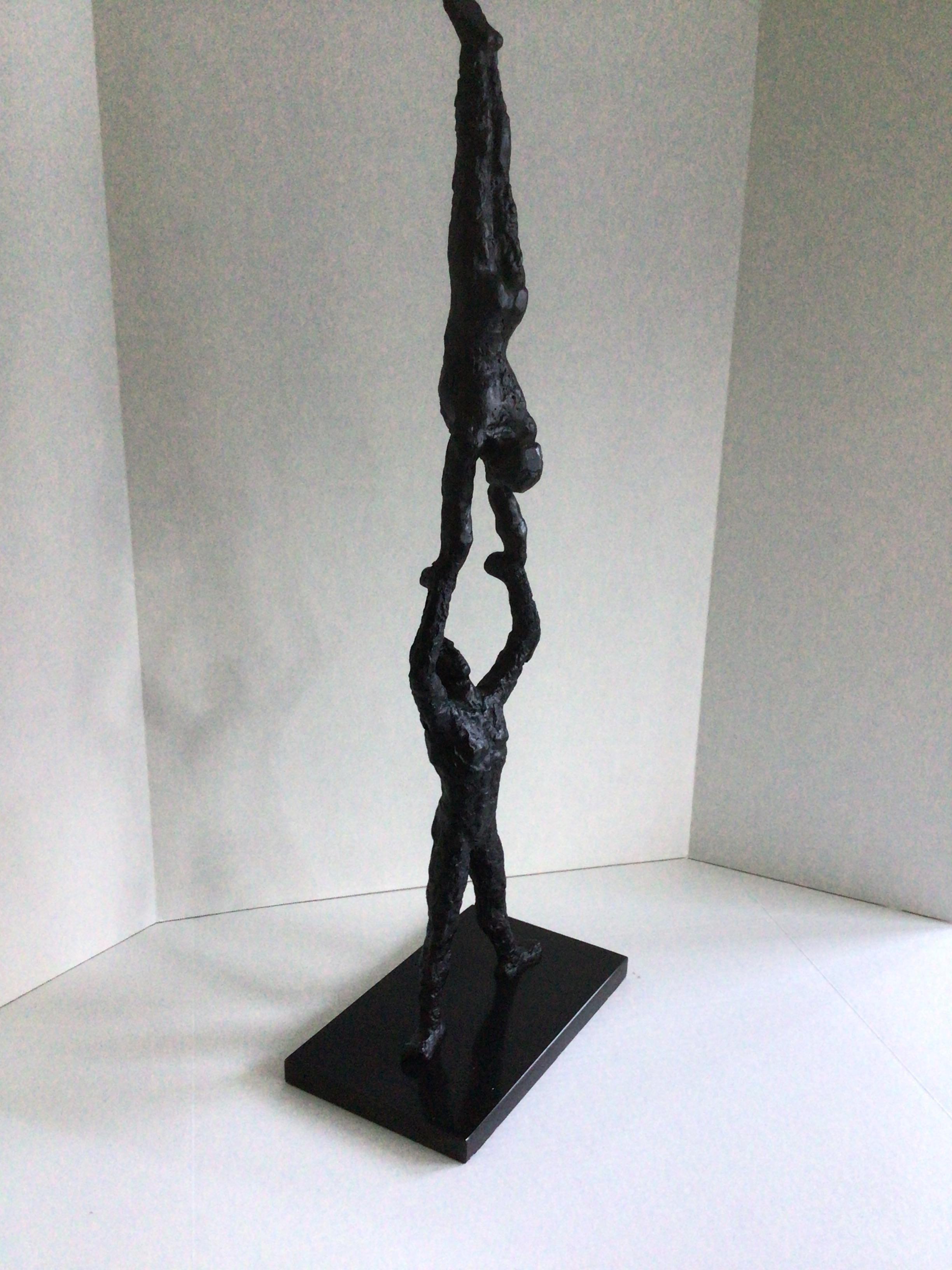 1990s Brutalist Cast Iron Sculpture on Marble Base In Good Condition For Sale In Tarrytown, NY