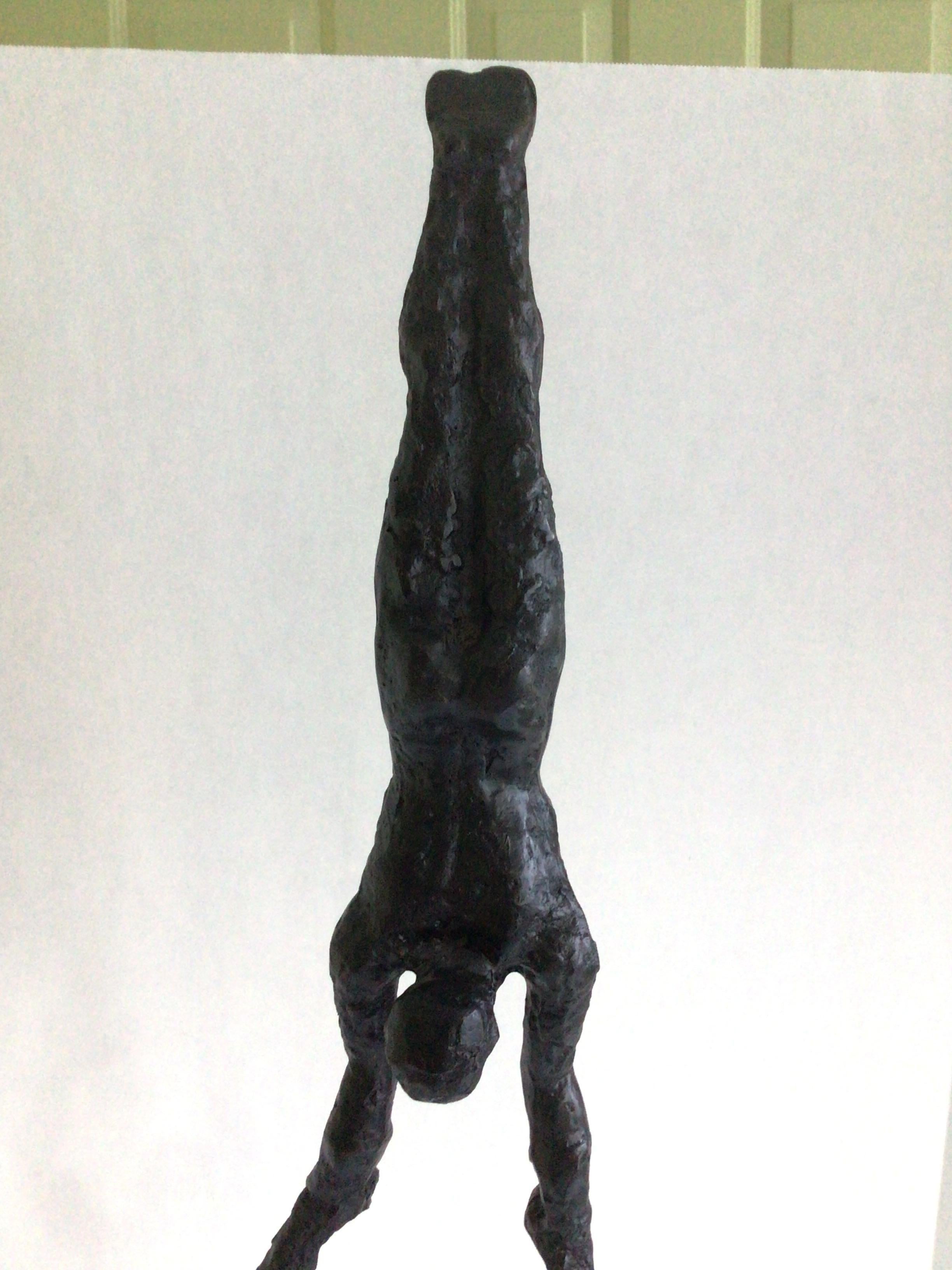 1990s Brutalist Cast Iron Sculpture on Marble Base For Sale 4