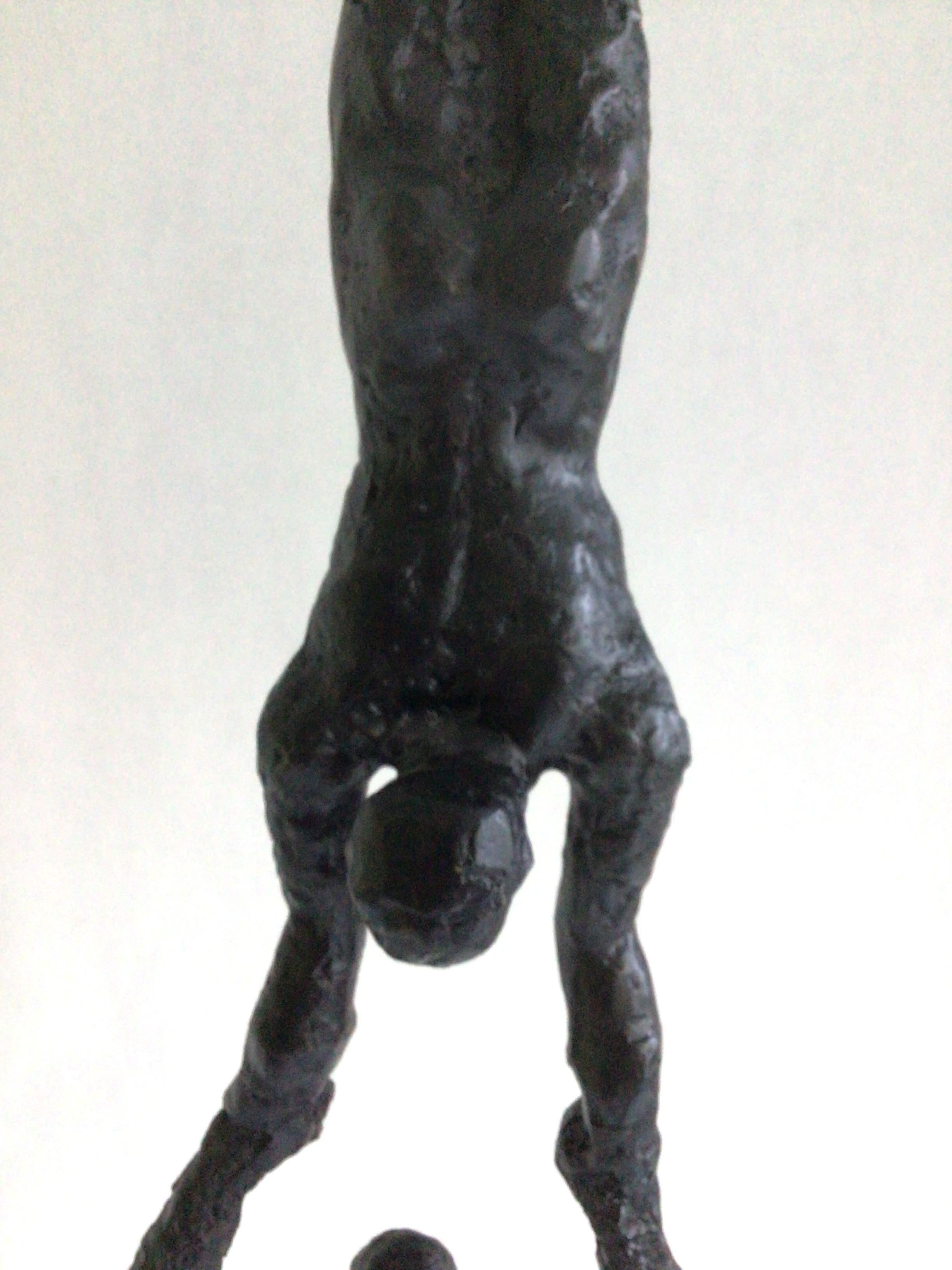 1990s Brutalist Cast Iron Sculpture on Marble Base For Sale 5
