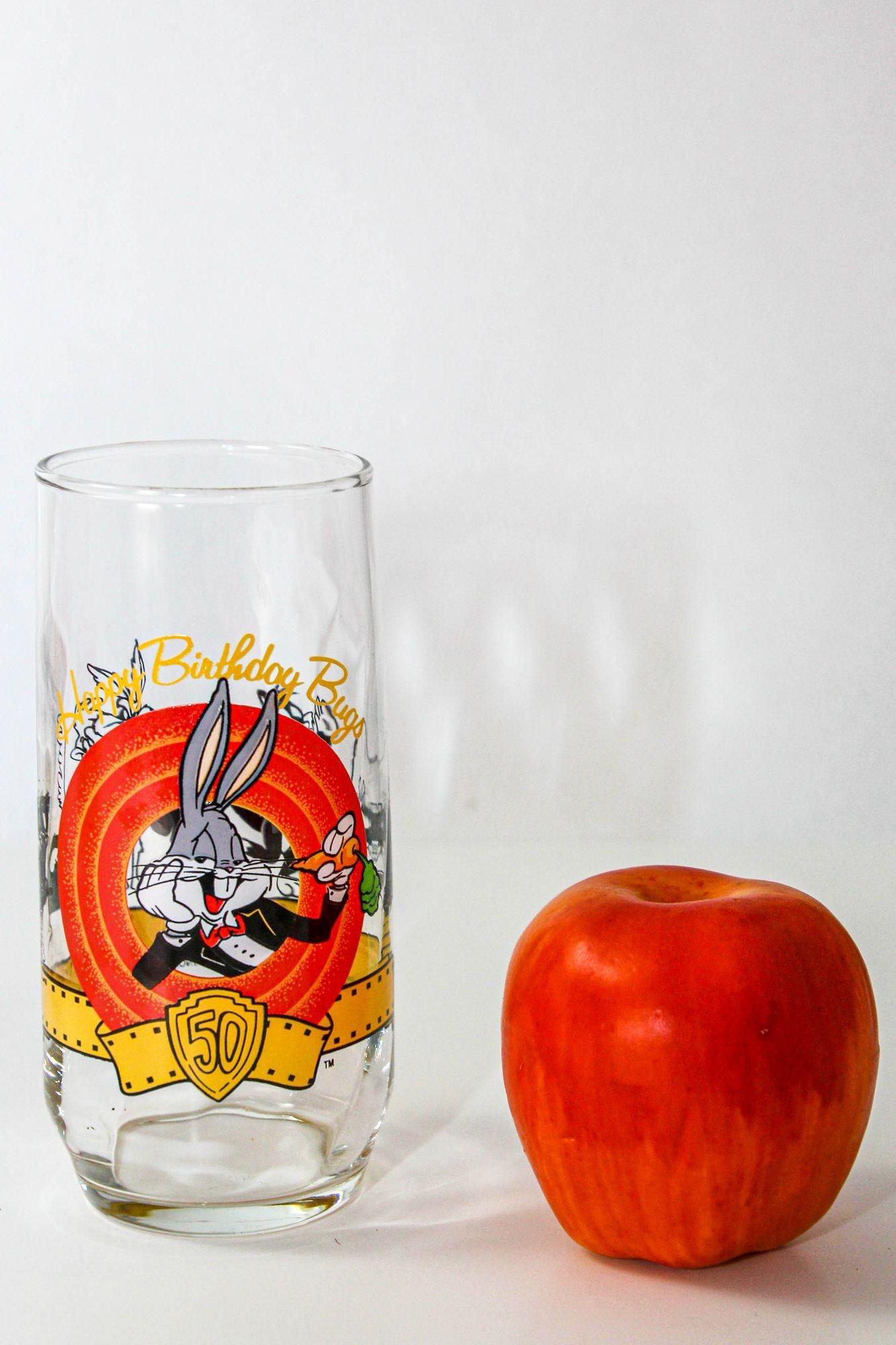 1990s Bugs Bunny Happy 50th Birthday Collectible Drinking Glasses Warner Bros For Sale 3