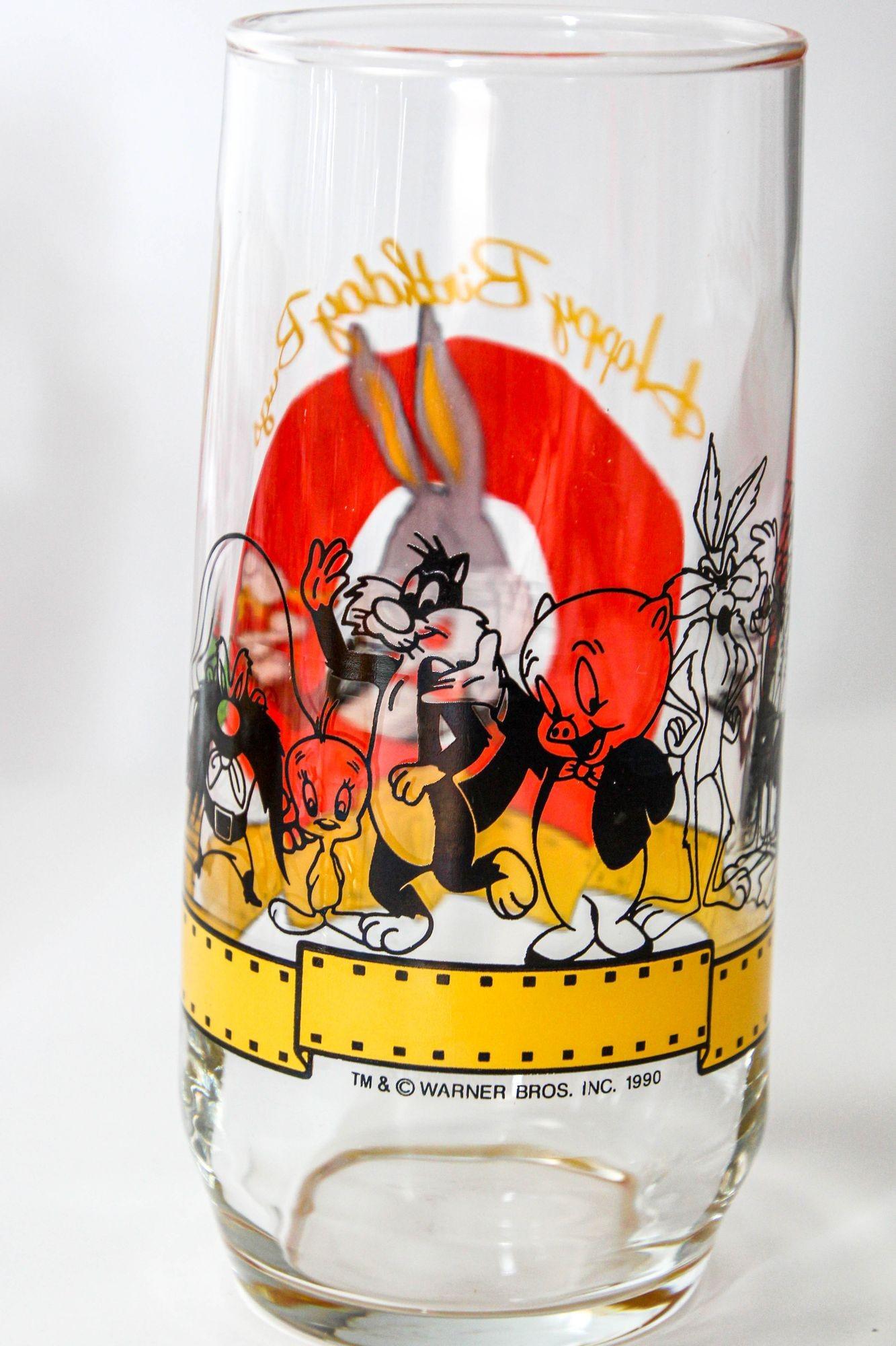 1990s Bugs Bunny Happy 50th Birthday Collectible Drinking Glasses Warner Bros For Sale 5