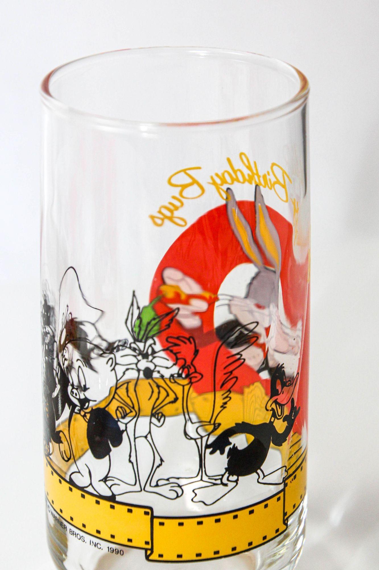 1990s Bugs Bunny Happy 50th Birthday Collectible Drinking Glasses Warner Bros For Sale 7