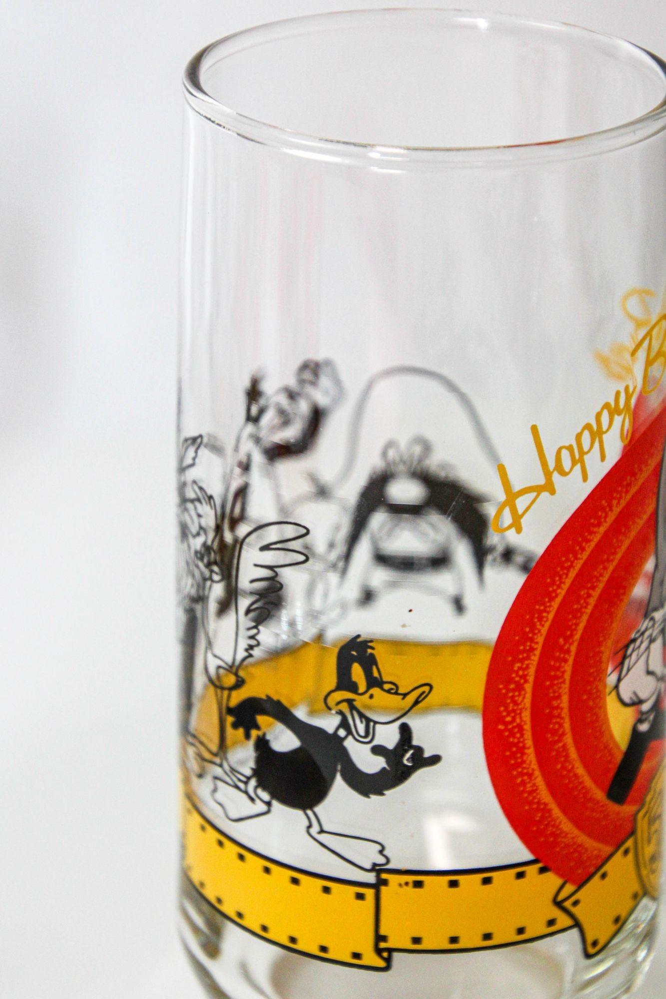 1990s Bugs Bunny Happy 50th Birthday Collectible Drinking Glasses Warner Bros For Sale 8