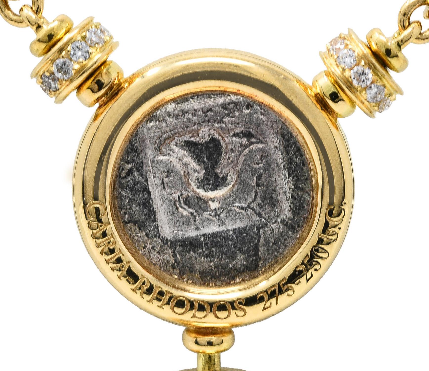 1990's Bulgari Pavè Diamond Ancient Coin 18 Karat Monete Drop Necklace 6