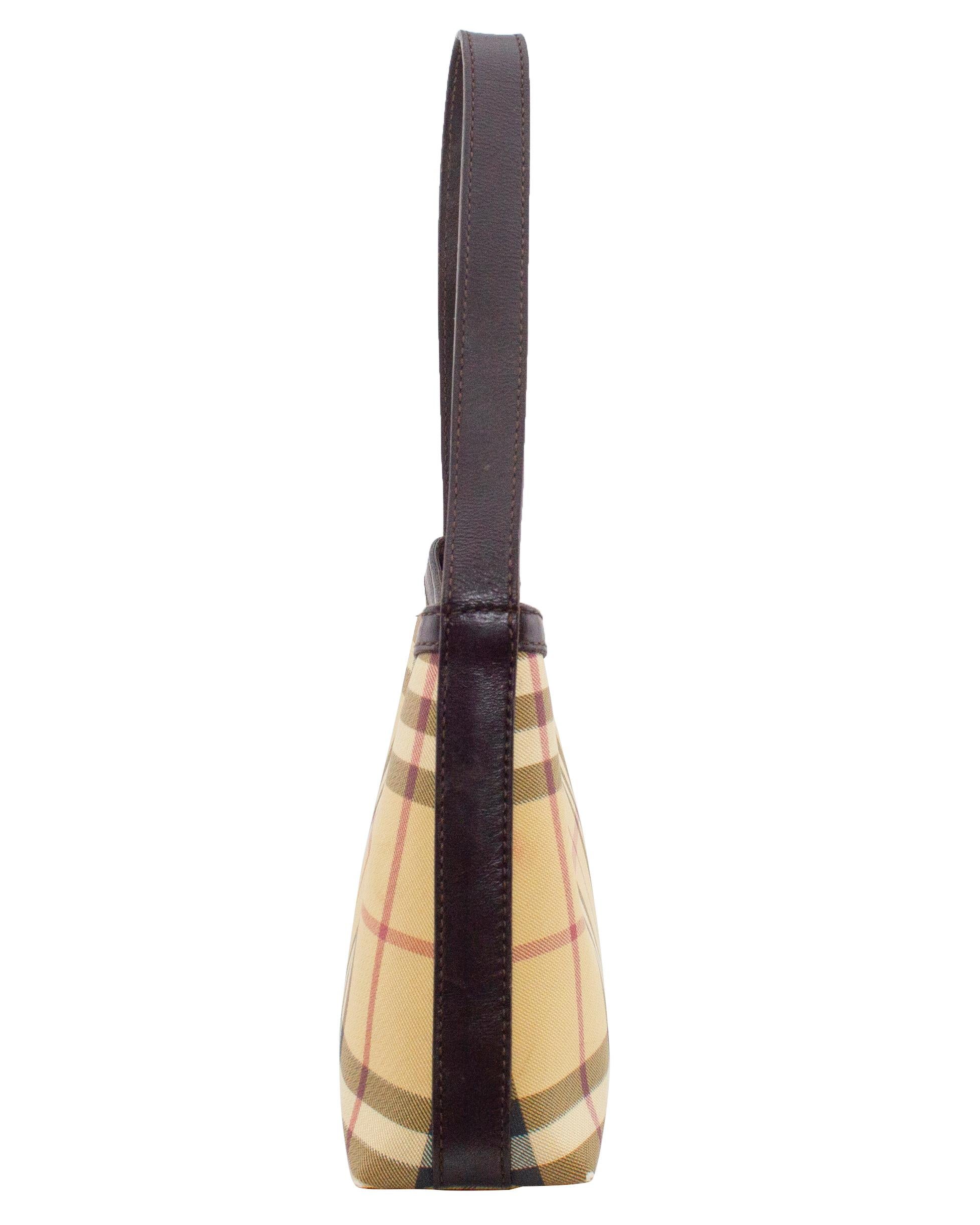 Beige 1990s Burberry Nova Check Coated Canvas Mini Bag For Sale