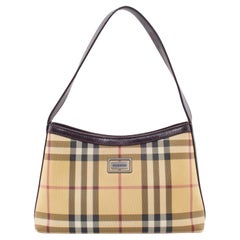 1990er Burberry Nova Karierte Minitasche aus beschichtetem Segeltuch