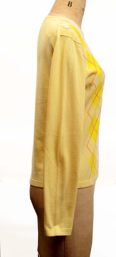 1990s Burberry Yellow Argyle Cotton Sweater