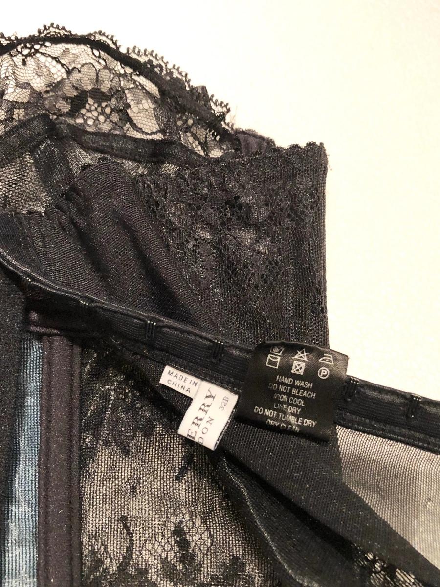 1990er Burberry Spitze Satin Büste Korsett (Schwarz) im Angebot