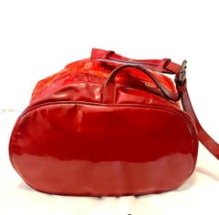 1990s Burberry Red Perspex Patent Leather Rucksack Bag