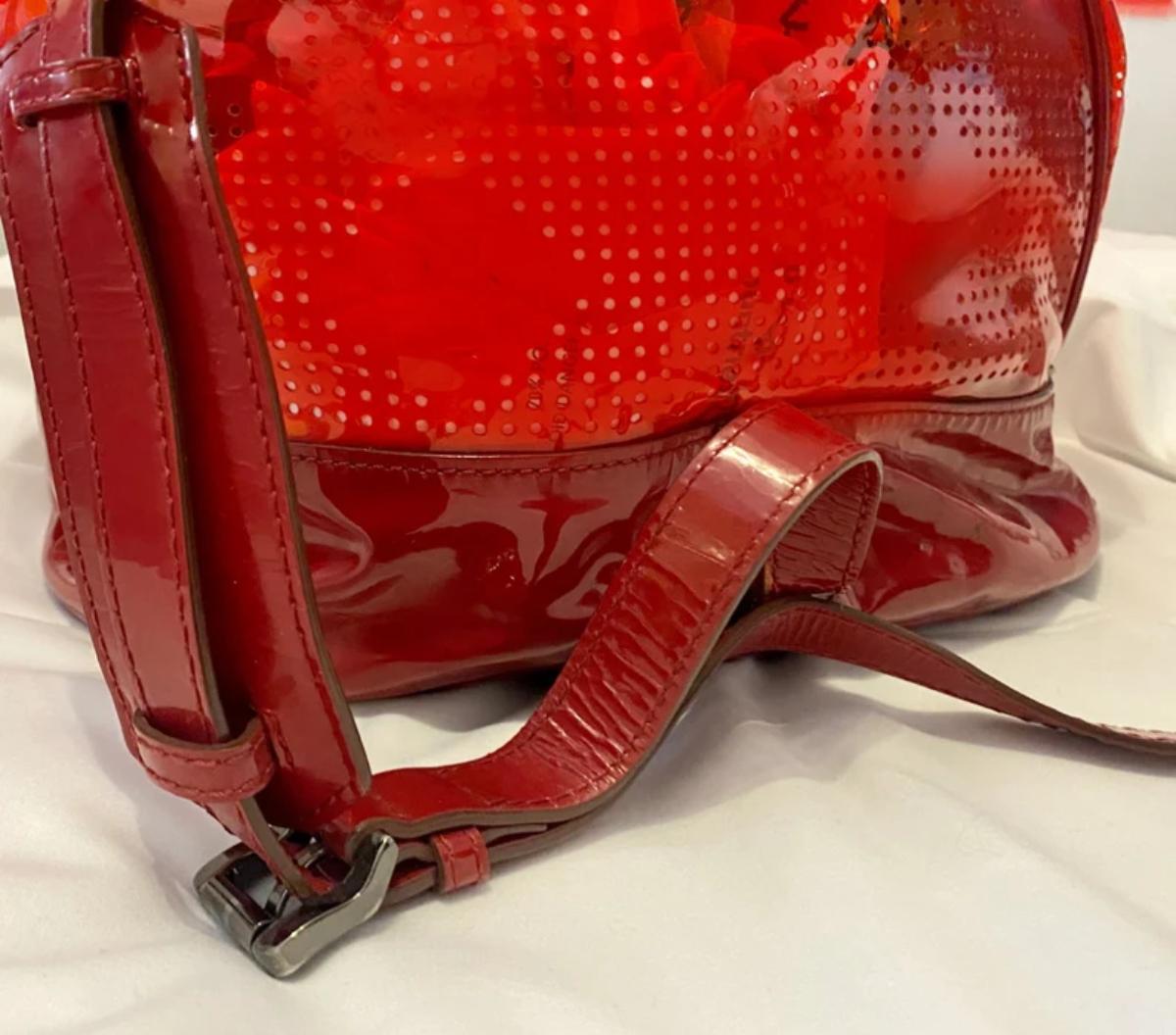 1990s Burberry Red Perspex Patent Leather Rucksack Bag In Good Condition For Sale In London, GB