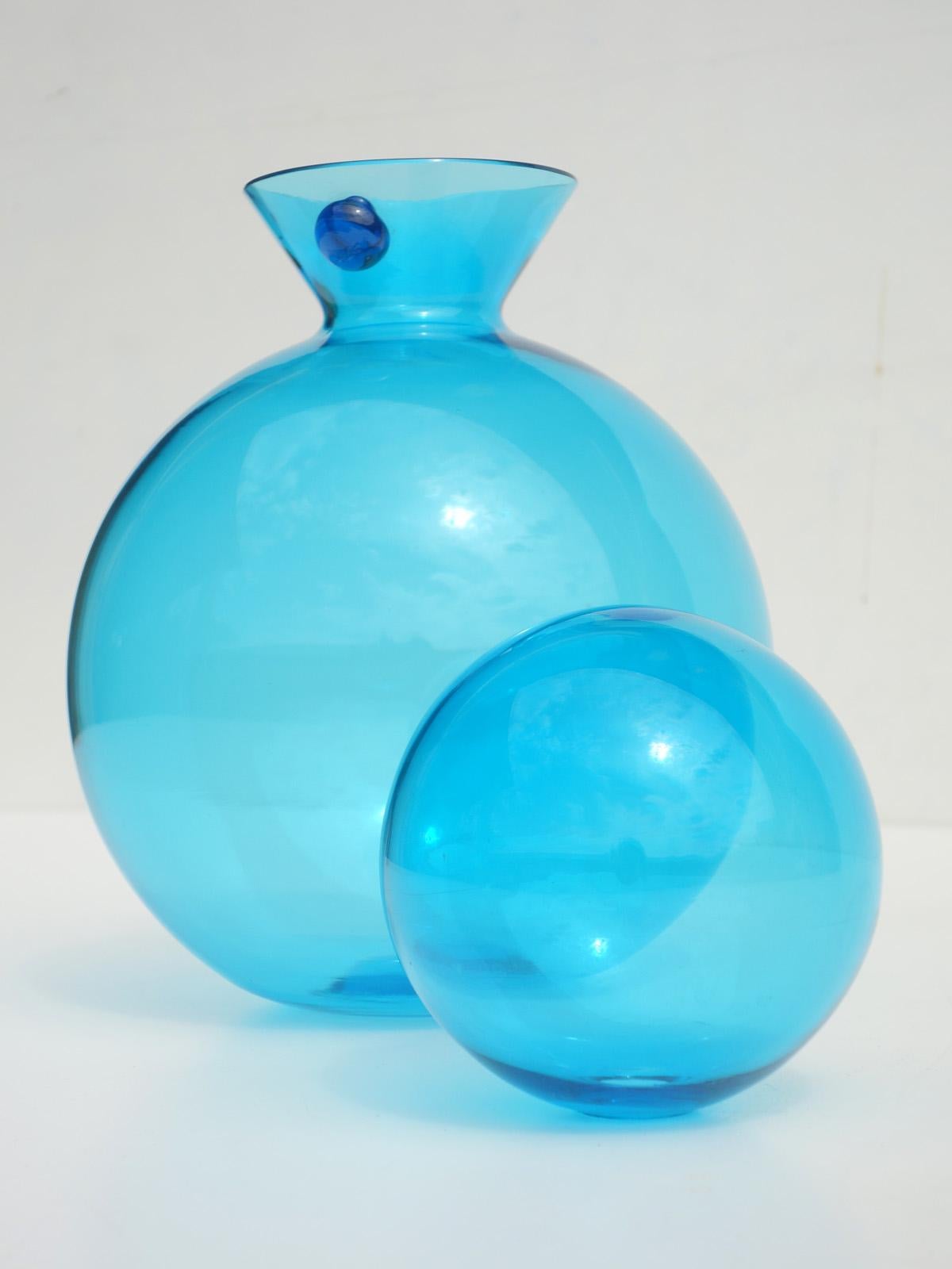 Italian 1990s by Egidio Costantini for De Majo modernist murano blown glass bottle For Sale