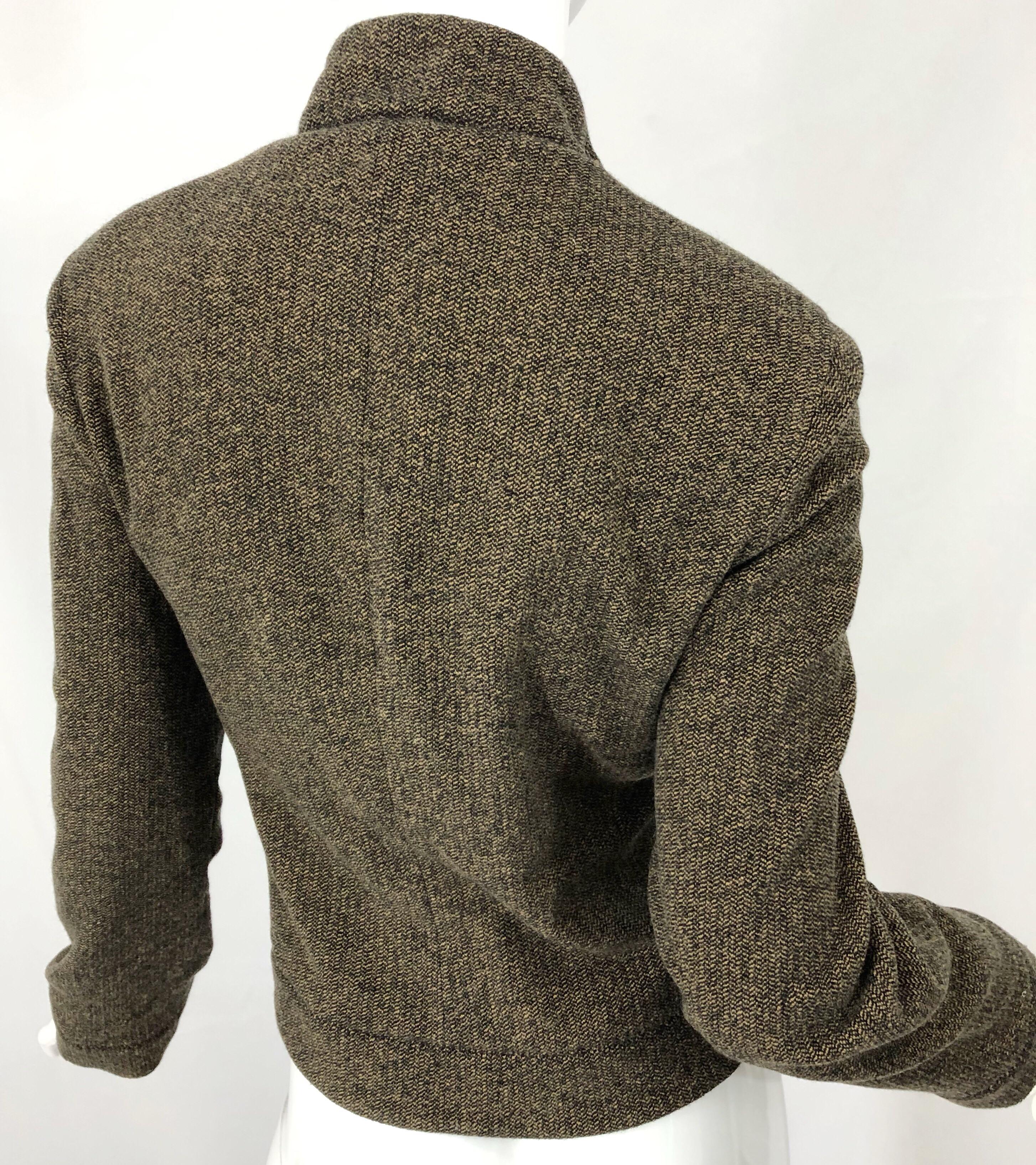 1990s Calvin Klein Collection Cashmere Size 8 Brown Vintage 90s Jacket For Sale 4