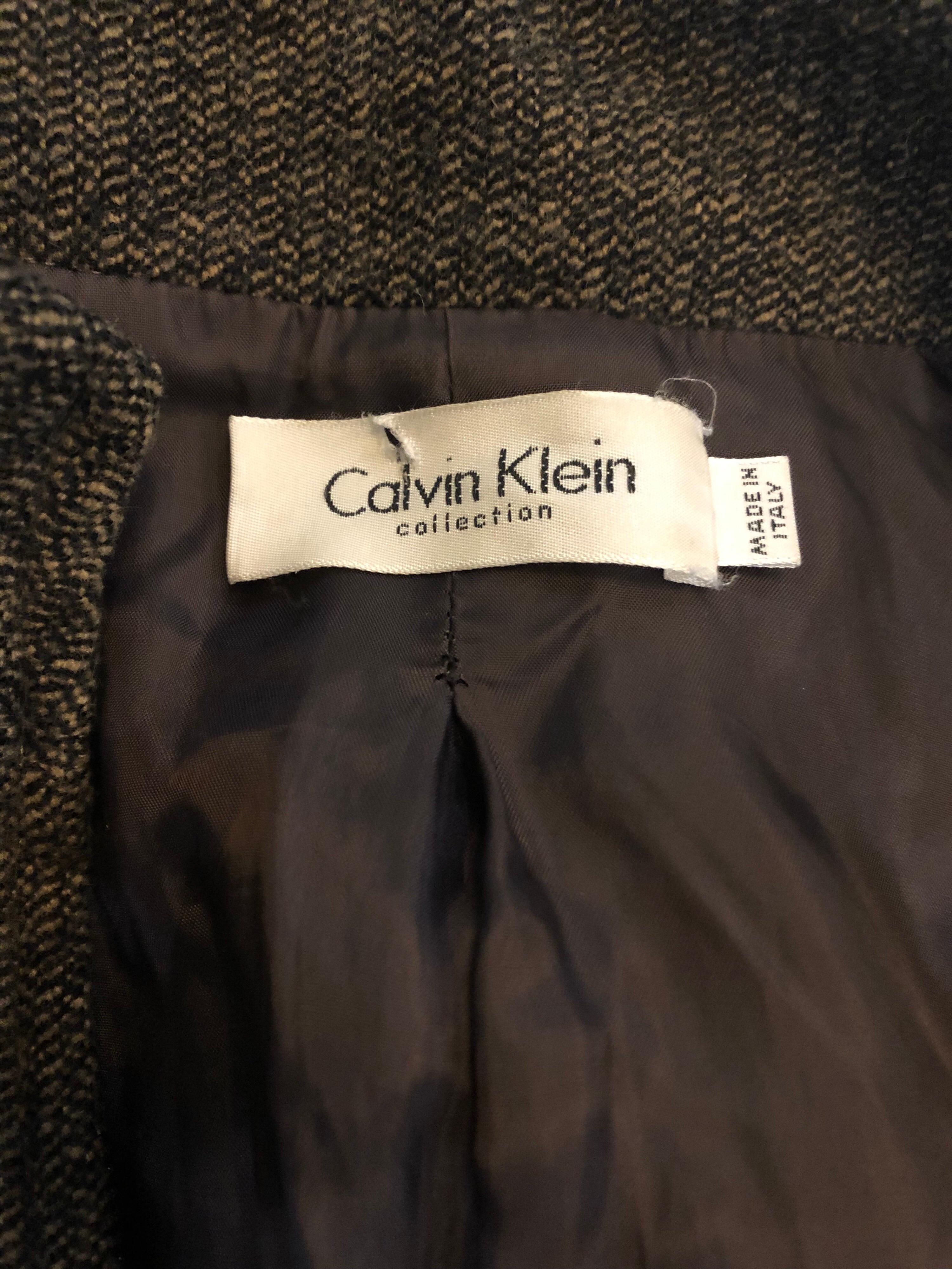 1990s Calvin Klein Collection Cashmere Size 8 Brown Vintage 90s Jacket  For Sale 10
