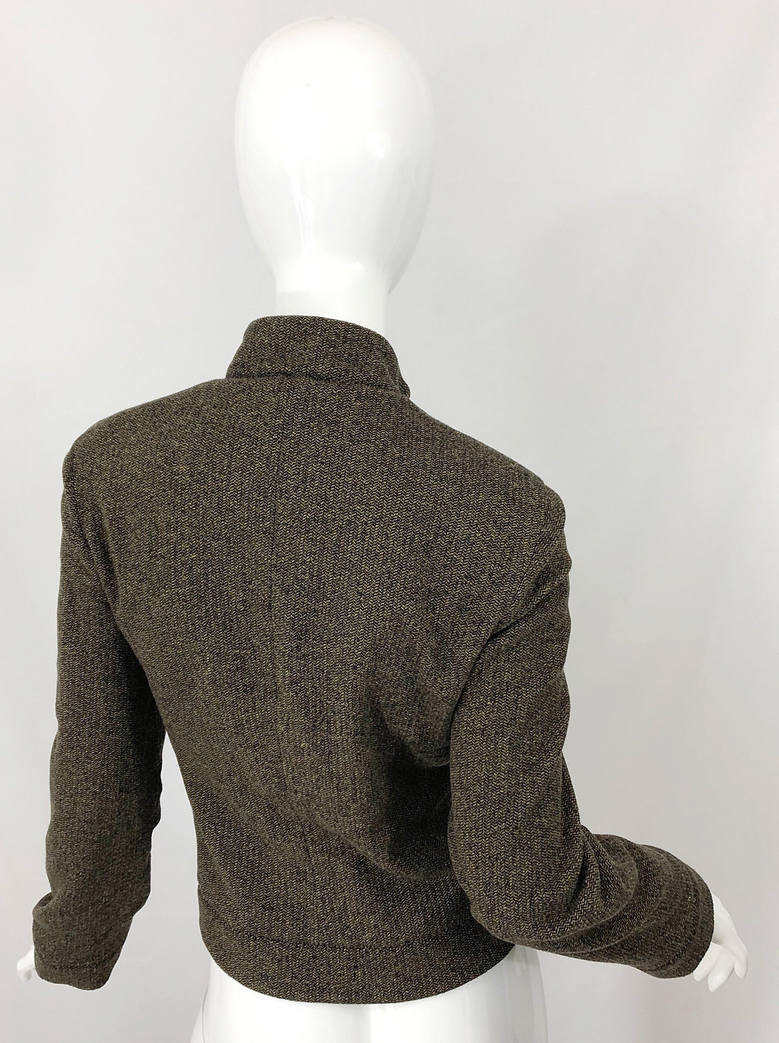 Calvin Klein Collection - Veste marron vintage en cachemire, taille 8, années 1990  Pour femmes en vente
