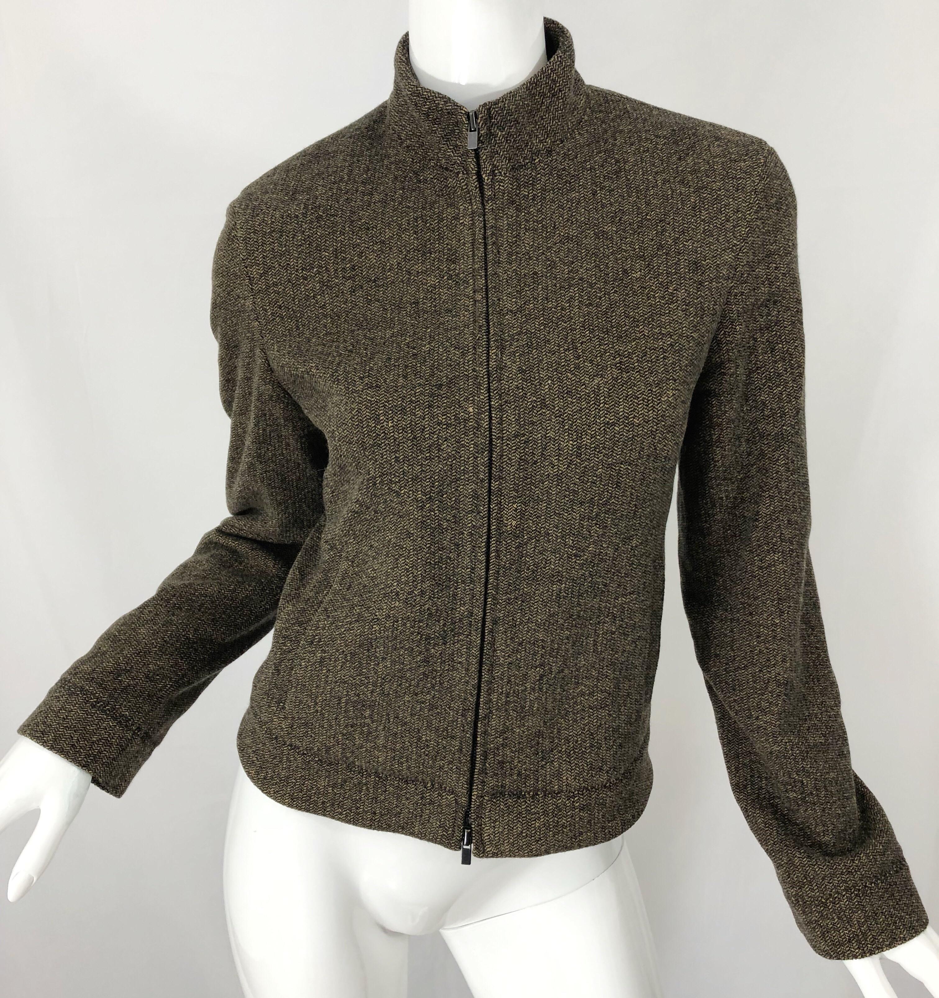 Calvin Klein Collection - Veste marron vintage en cachemire, taille 8, années 1990  en vente 3