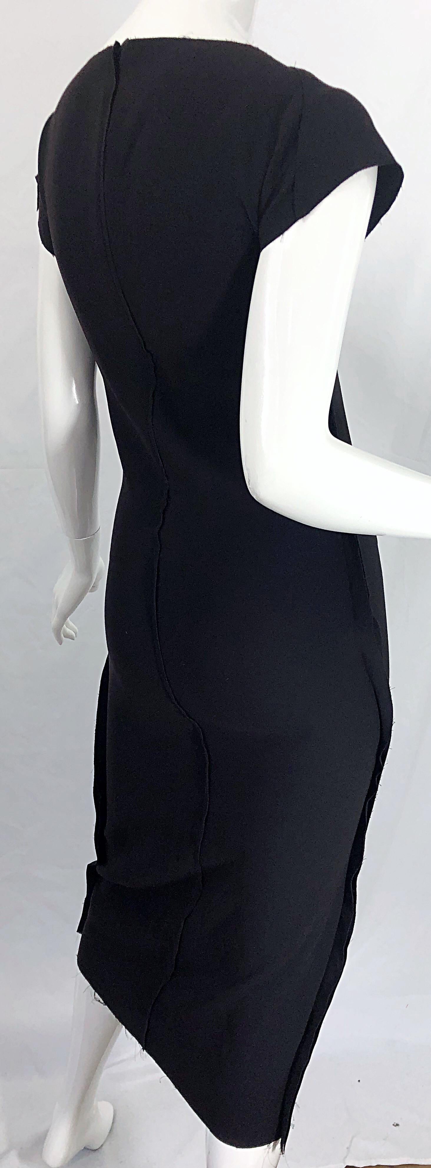 1990s Calvin Klein Collection Inside Out Black Jersey Vintage 90s Midi Dress For Sale 4