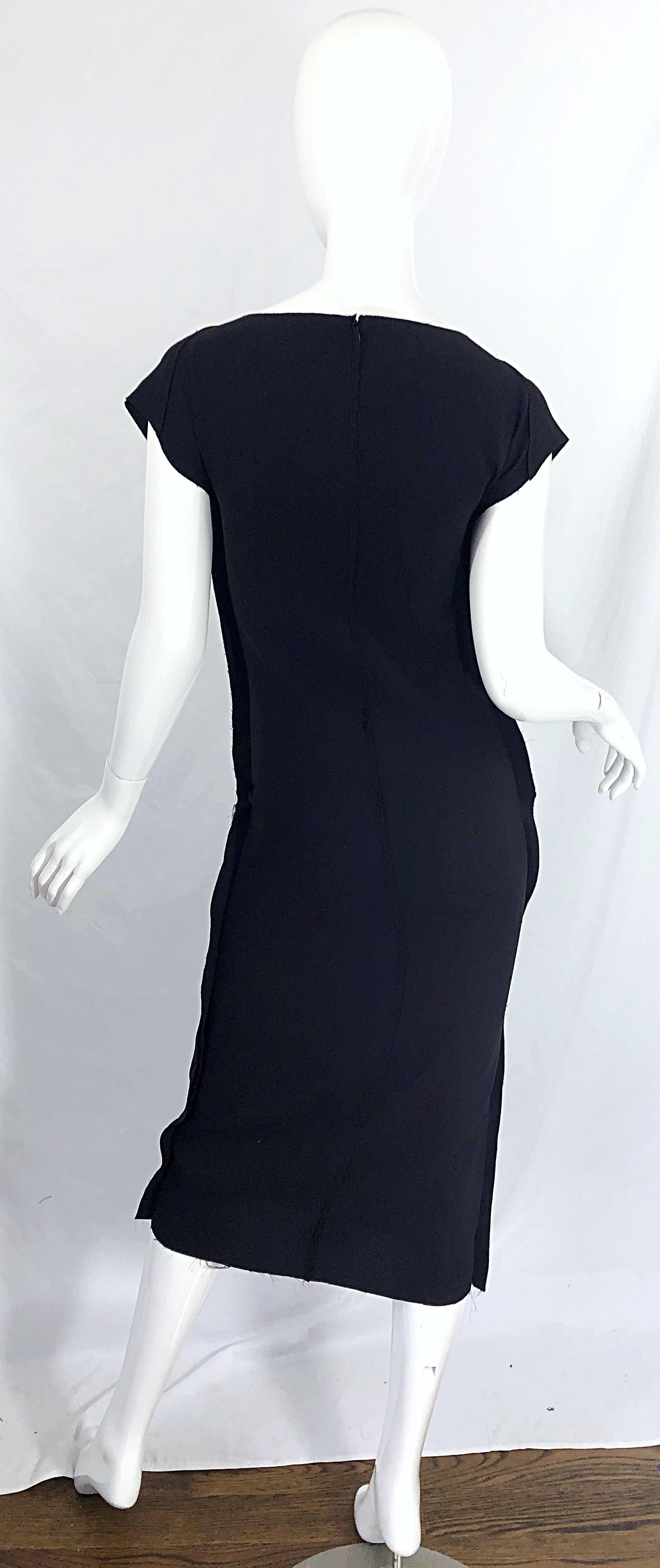 1990s Calvin Klein Collection Inside Out Black Jersey Vintage 90s Midi Dress For Sale 6