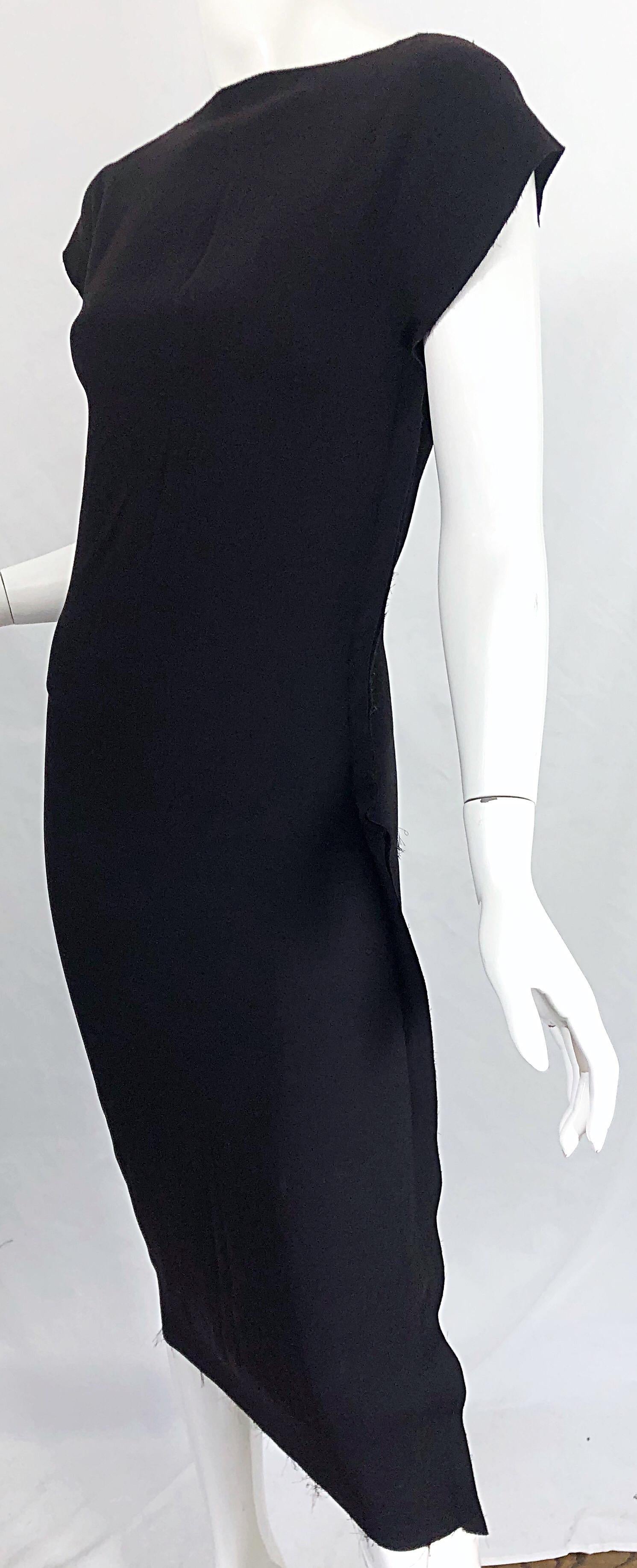 1990s Calvin Klein Collection Inside Out Black Jersey Vintage 90s Midi Dress For Sale 7