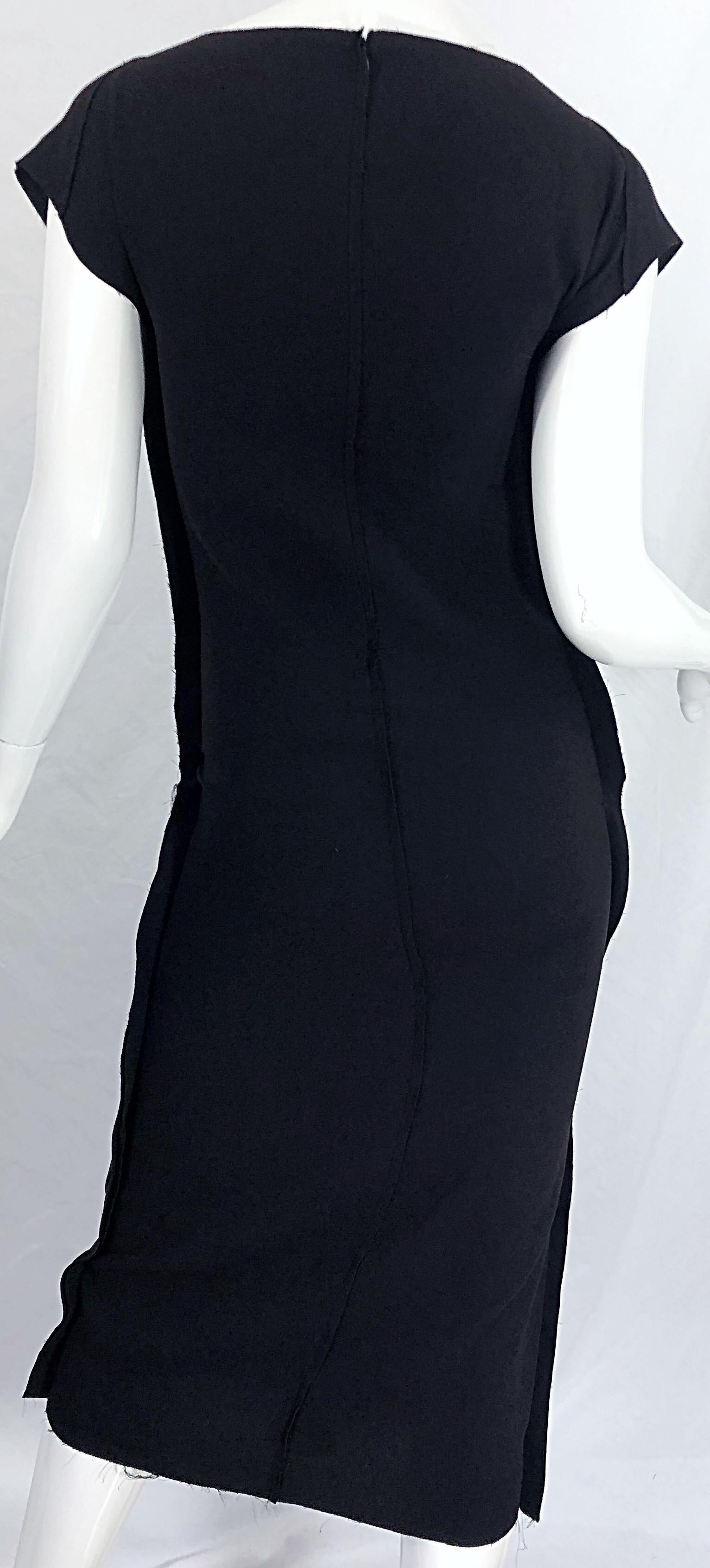 Women's 1990s Calvin Klein Collection Inside Out Black Jersey Vintage 90s Midi Dress For Sale
