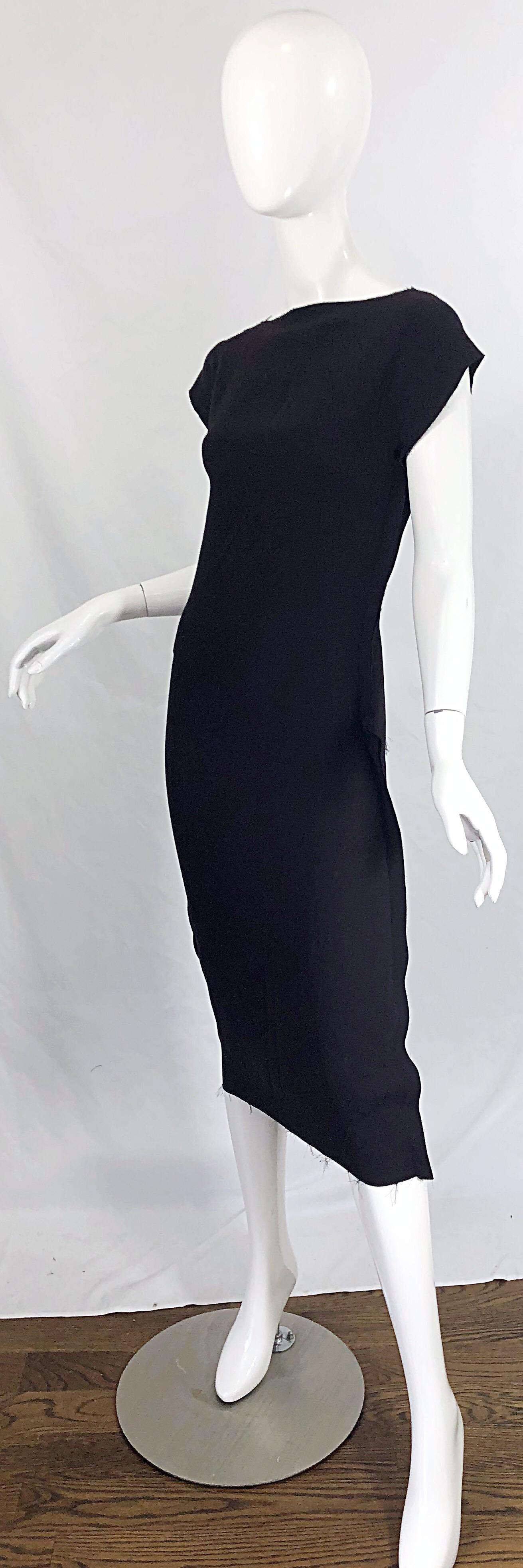 1990s Calvin Klein Collection Inside Out Black Jersey Vintage 90s Midi Dress For Sale 1
