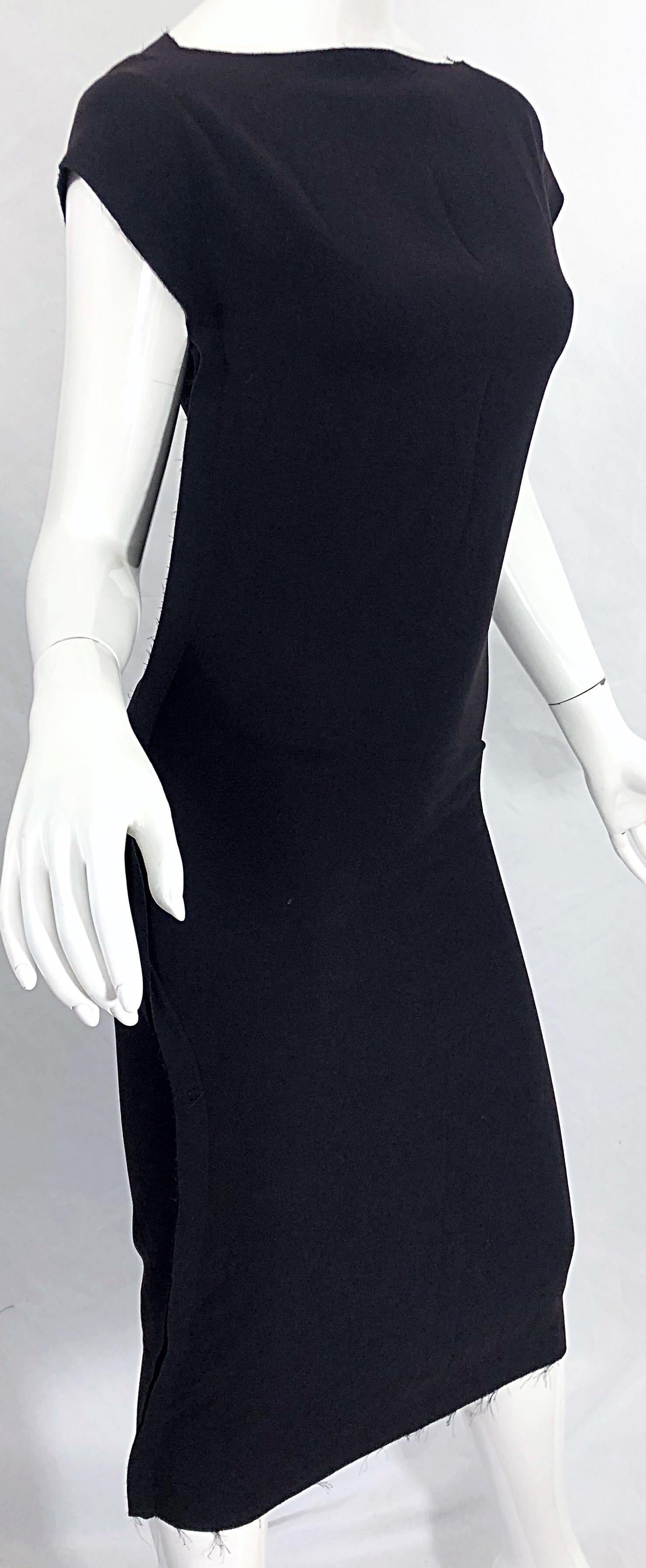 1990er Calvin Klein Kollektion Vintage 90er Midikleid aus schwarzem Jersey mit Innenausschnitt im Angebot 4