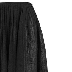 1990s Calvin Klein Collection Sheer Black Wool Pleated Flare Skirt US 2