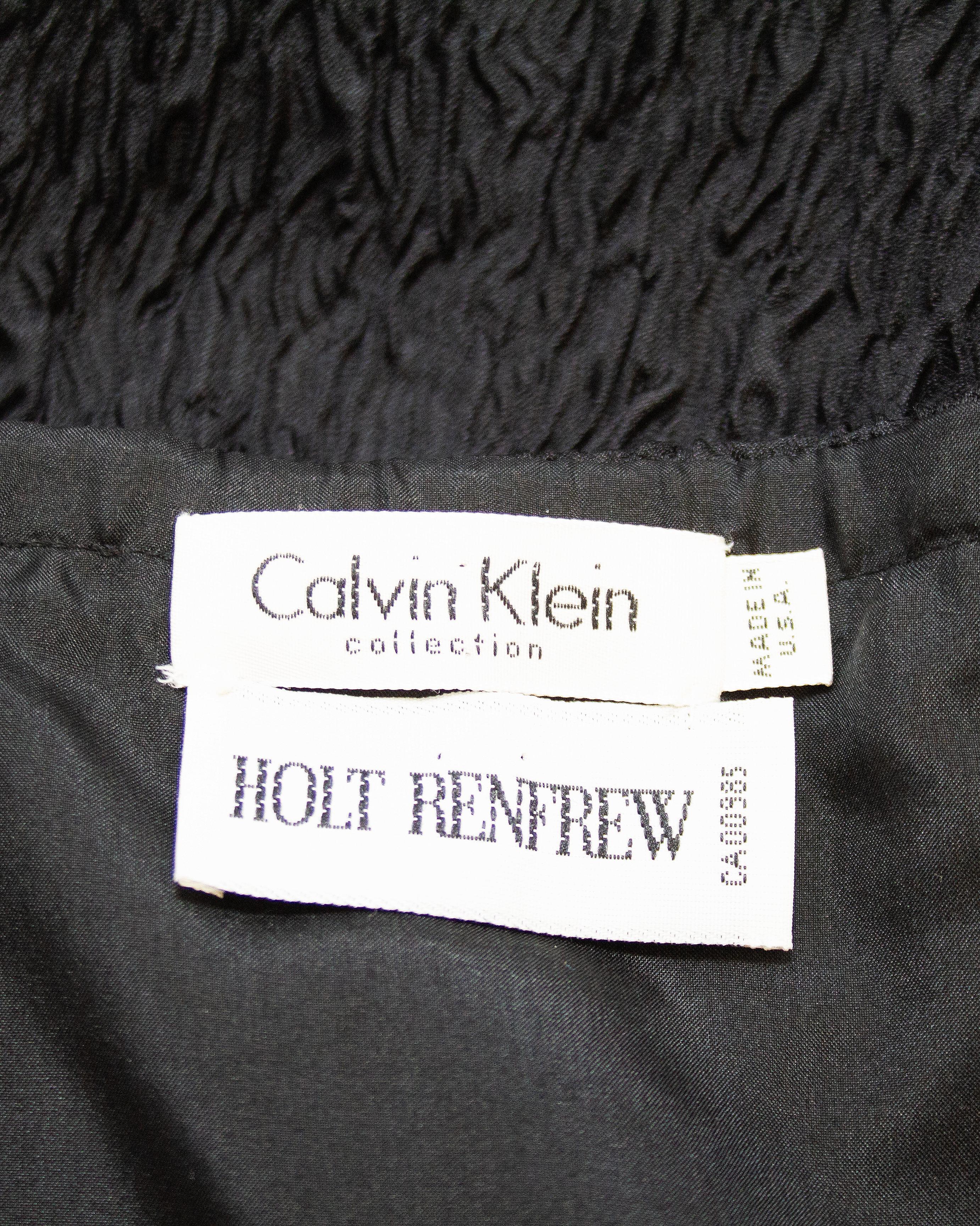 1990s Calvin Klein Collection Strapless Black Blistered Silk Dress For Sale 2