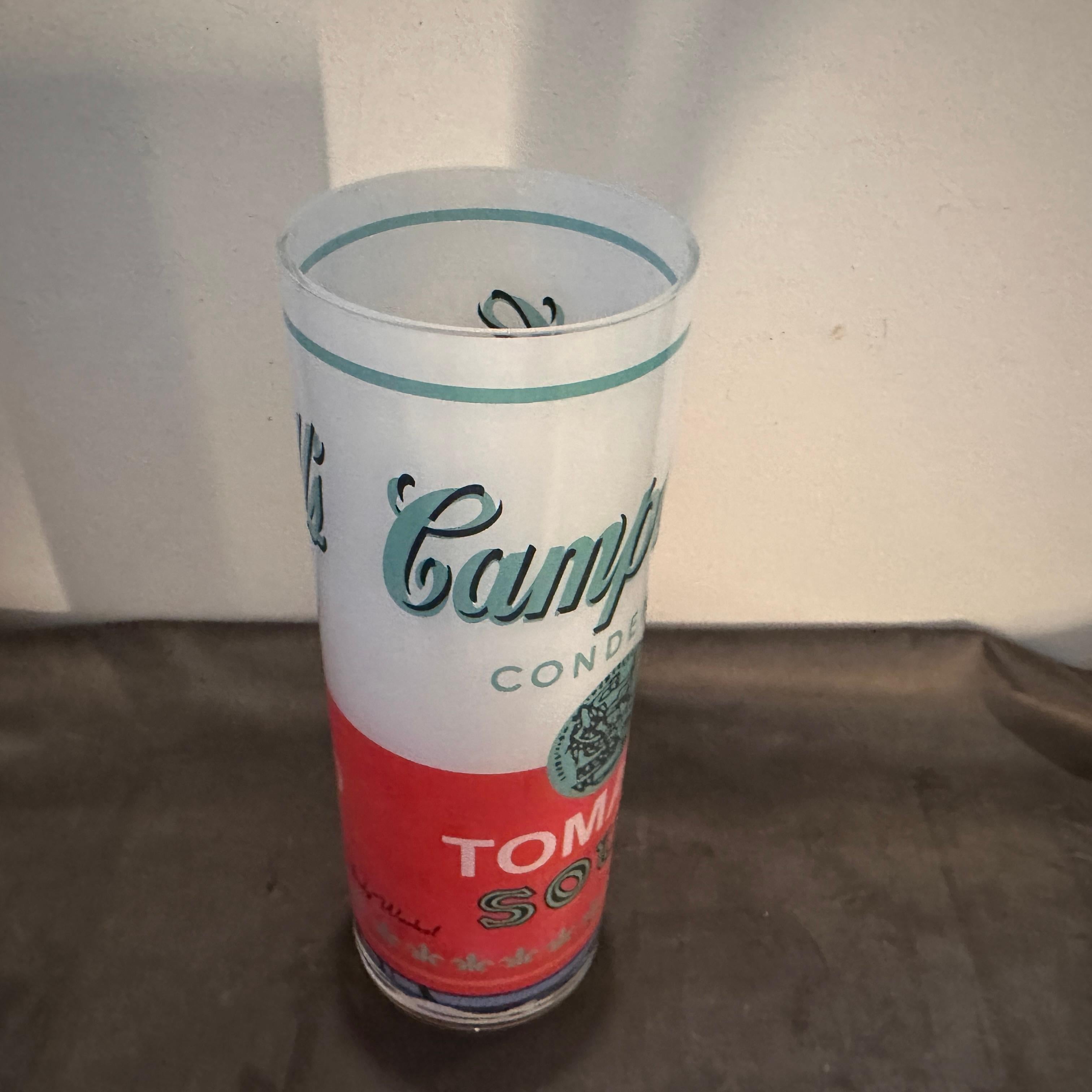 1990s Campbell Soup Glass Vase by Rosenthal Designed by Andy Warhol 1
