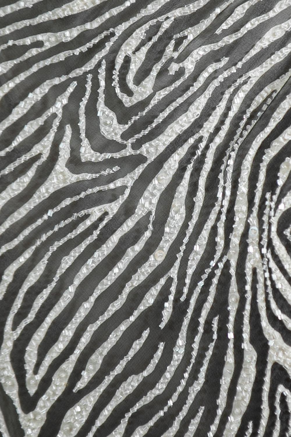 1990S CARMEN MARC VALVO Zebra Silk & Beaded Skirt 2