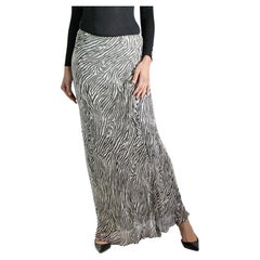 1990S CARMEN MARC VALVO Zebra Silk & Beaded Skirt