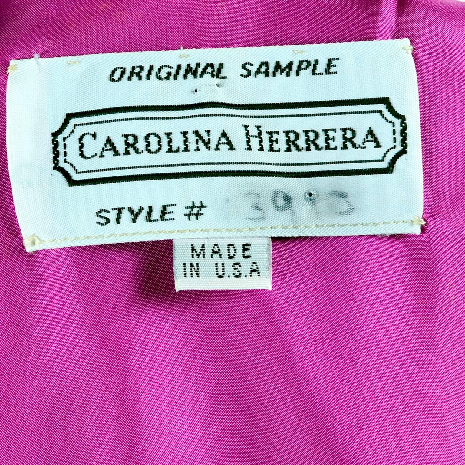 1990er Carolina Herrera Seidenkleid mit rosa Jacquard-Druck MOB oder Hochzeitsgast im Angebot 5