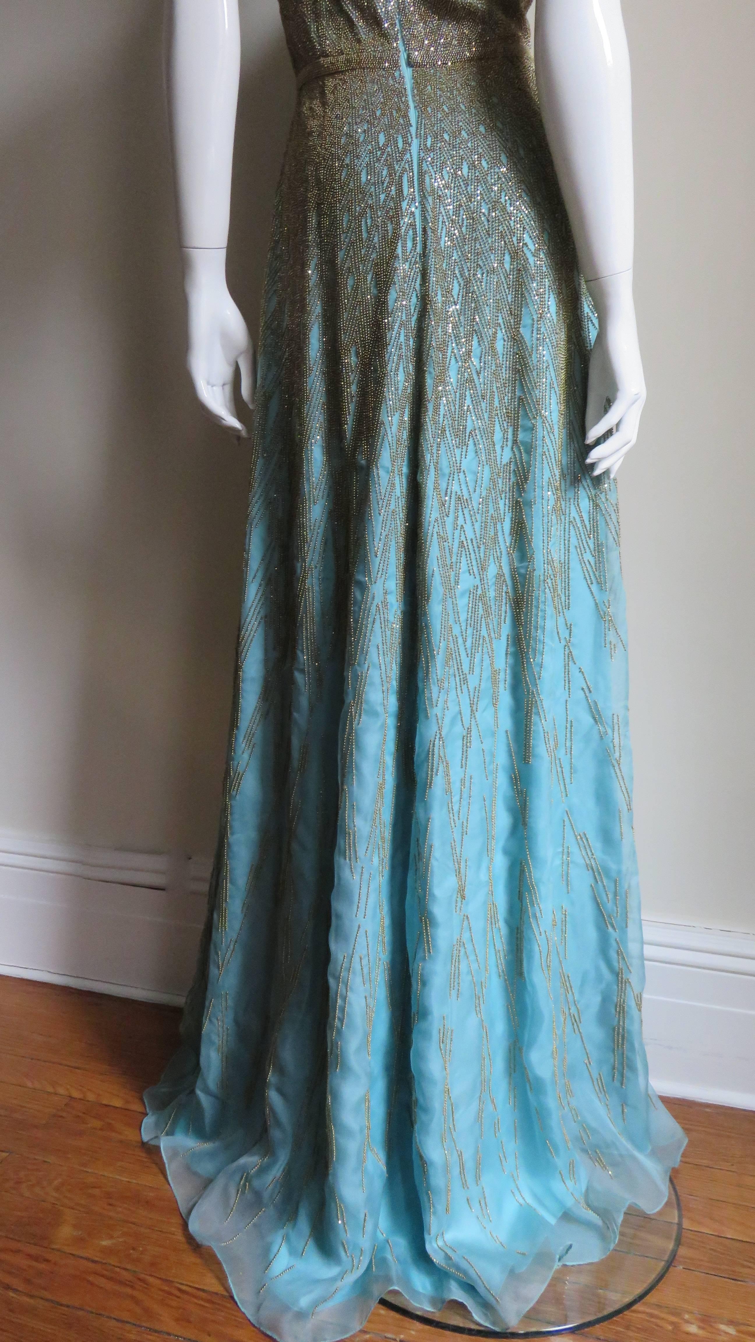 Carolina Herrera Gold Beaded Silk Couture Gown and Jacket 5