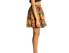 1990S CAROLYNE ROEHM Jewel-Tone Silk & Lurex Brocade Mini Skirt