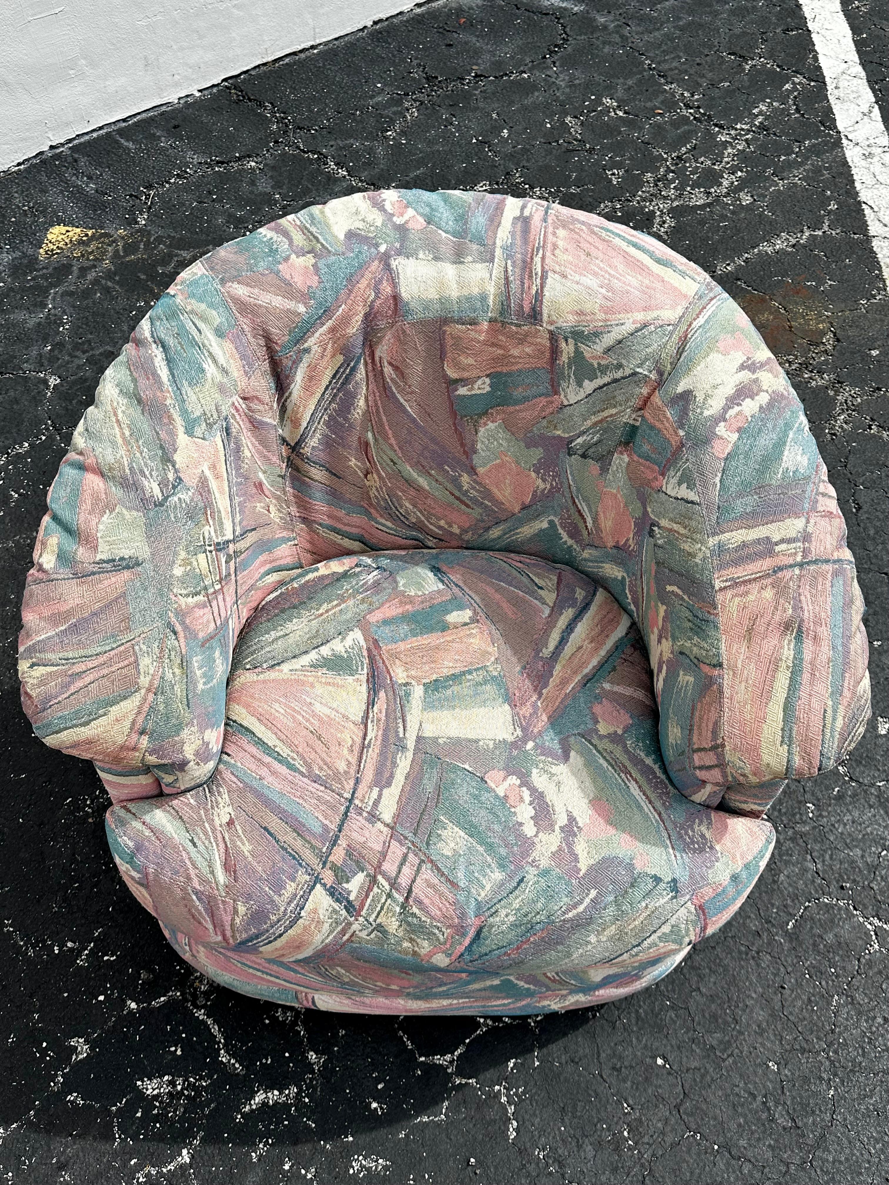 1990s Carsons Post Modern Pastel Swivel Chairs and Footstools, Set of 4 in vendita 1