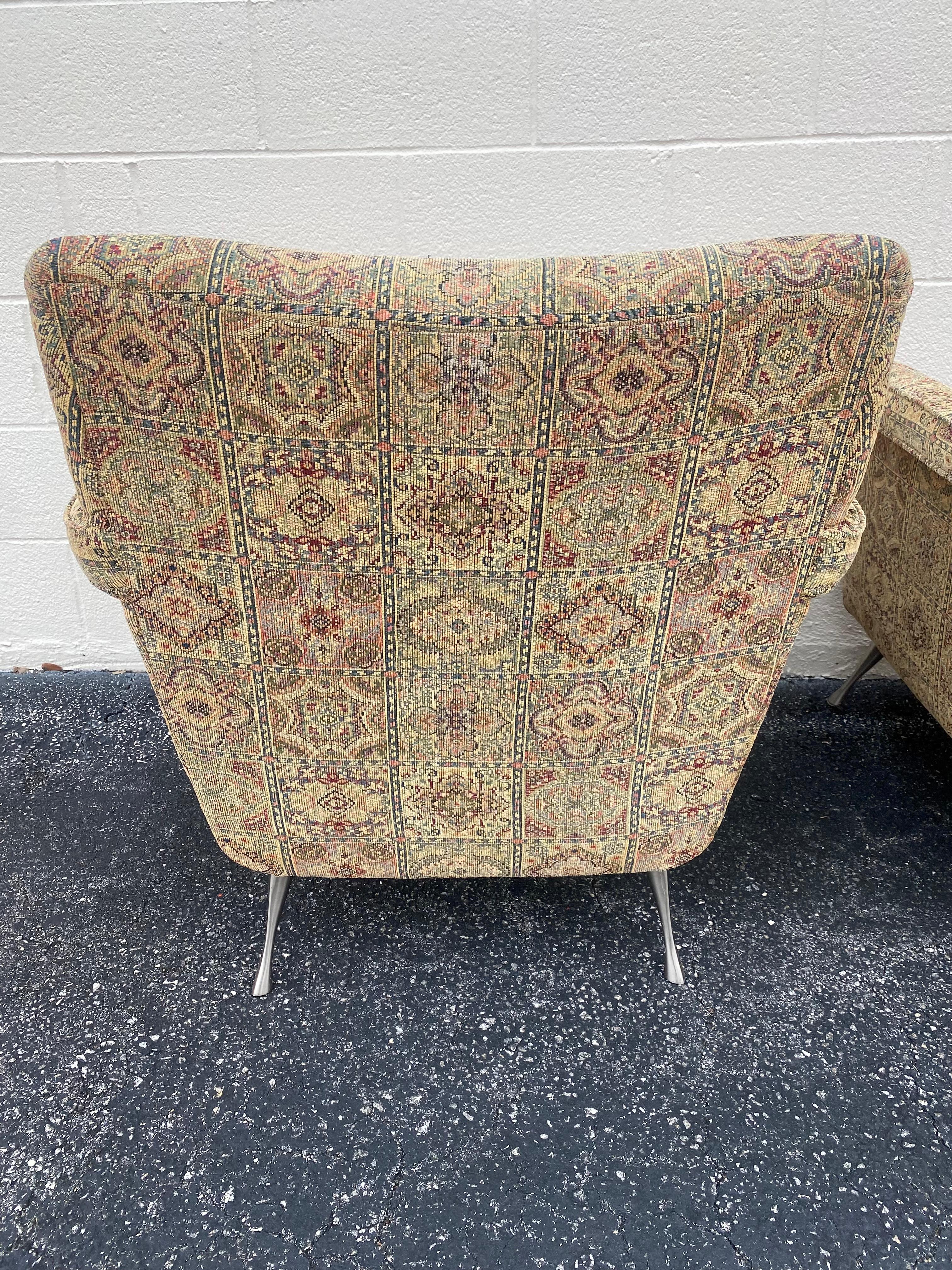 1990er Jahre Carter Skulpturale Textil-Clubsessel mit Nadelbeinen, 2er-Set im Angebot 2