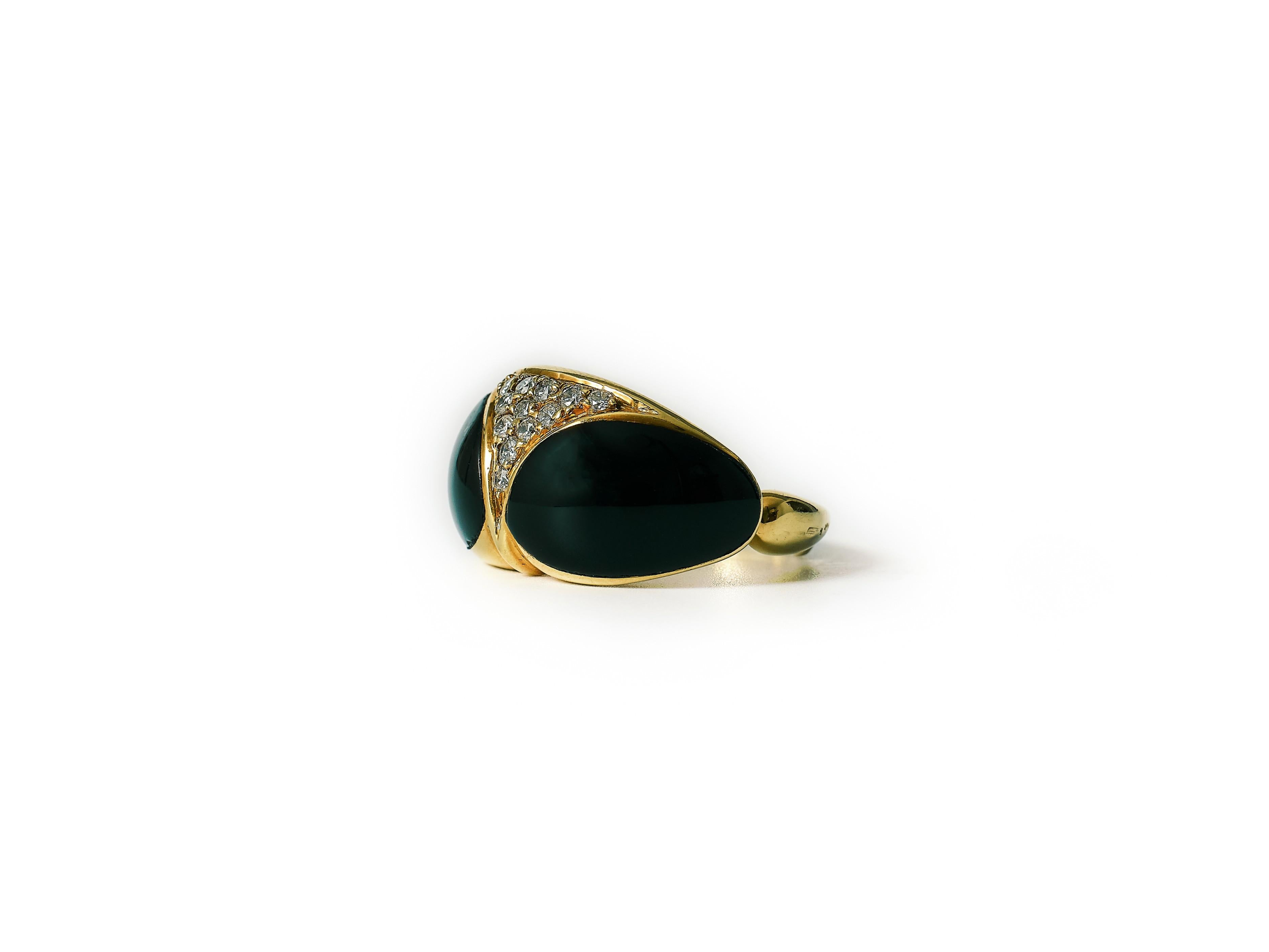Women's or Men's Cartier diamond onyx ring, circa 1990. For Sale