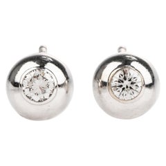 1990s Cartier Diamond Perles de Diamants 18 Karat White Gold Stud Earrings