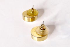 1990s Cartier Inspired Large Crystal 14k Gold Plated Stud Earrings