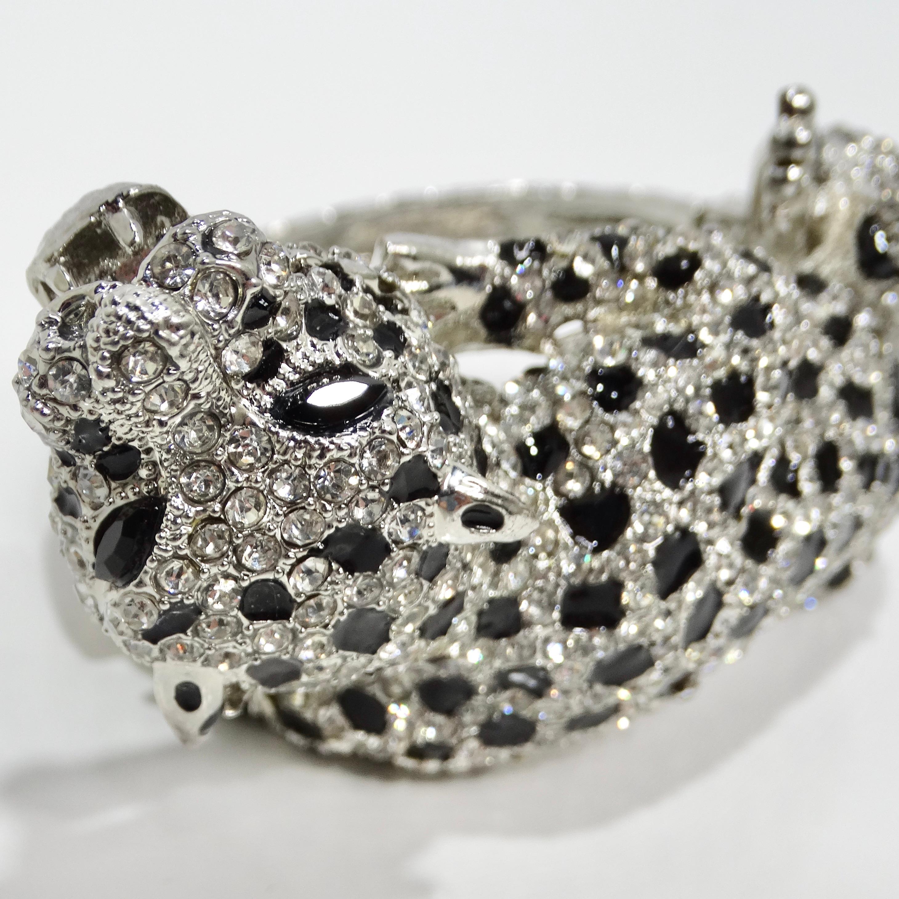 1990s Cartier Inspired Rhinestone Panther Cuff Bracelet In Excellent Condition For Sale In Scottsdale, AZ