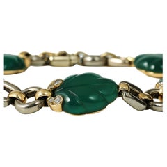 Cartier 1990s bracelet with carved chrysoprase leaves.